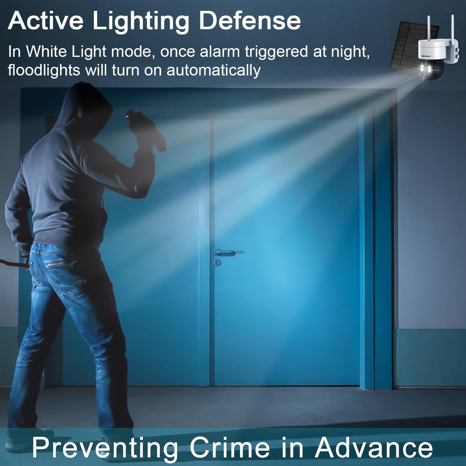 Genbolt Solar Security Camera Wireless Outdoor, Battery Operated Ptz Wifi Camera 4W 7800Mah Rechargeable Floodlight Home Surveil