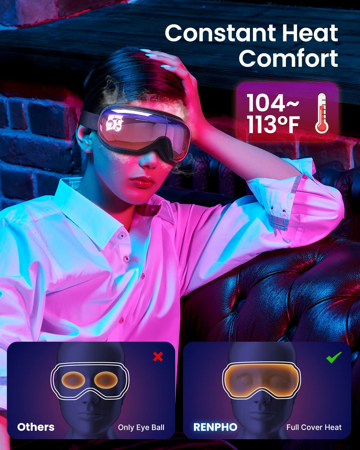 Renpho Christmas Gift Eyeris 1, Eye Massager With Heat, Birthday Gifts For Mom, Sleep Eye Mask With Bluetooth Music, Face Massag