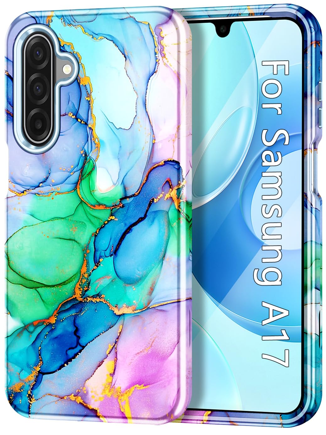 Btscase for Samsung Galaxy A17 5G Case, Marble Pattern 3 in 1 Heavy Duty Shockproof Full Body Rugged Hard PC+Soft Silicone Drop 