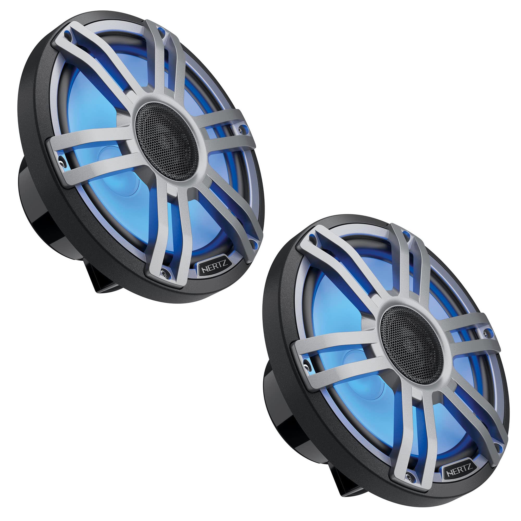 Hertz HMX 6.5 S-LD-G, HMX 6.5 Marine Coaxial Speakers w/ RGB LED, Gray Sport Grille