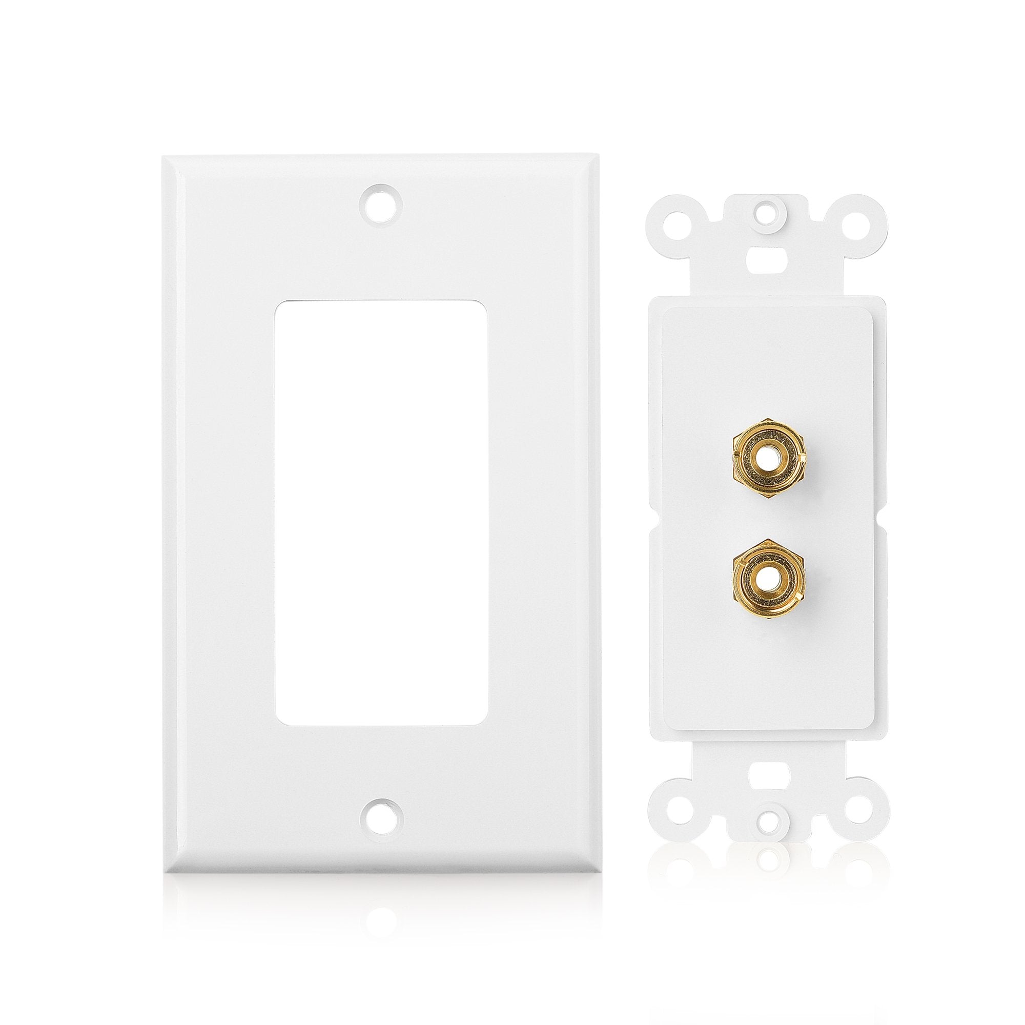 Cable Matters 2 Pack Speaker Wire Wall Plate (Speaker Wall Plate, Banana Plug Wall Plate) for 1 Speaker in White