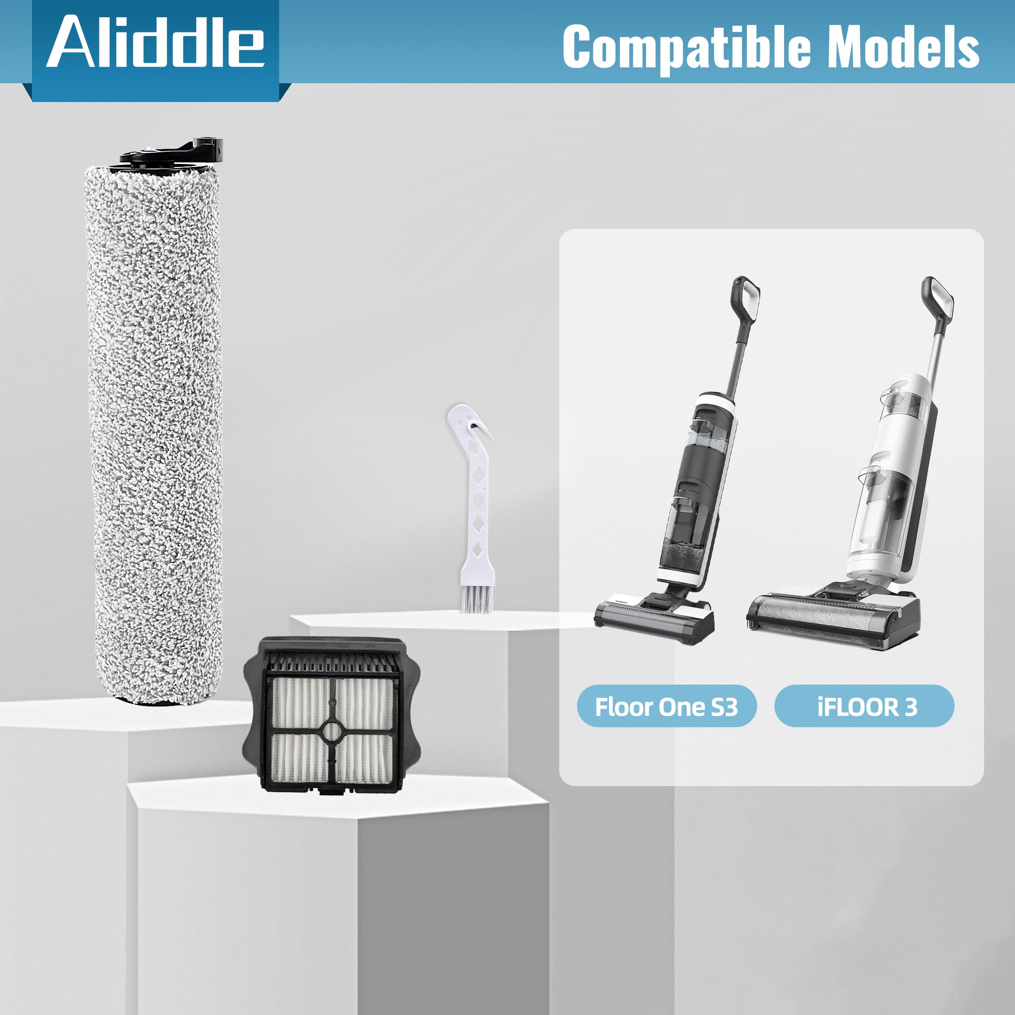 Ifloor 3 Hepa Filter And Roller Brush Replacement For Tineco Ifloor 3 And Floor One S3 Cordless Wet Dry Vacuum Cleaner, 2 Brush