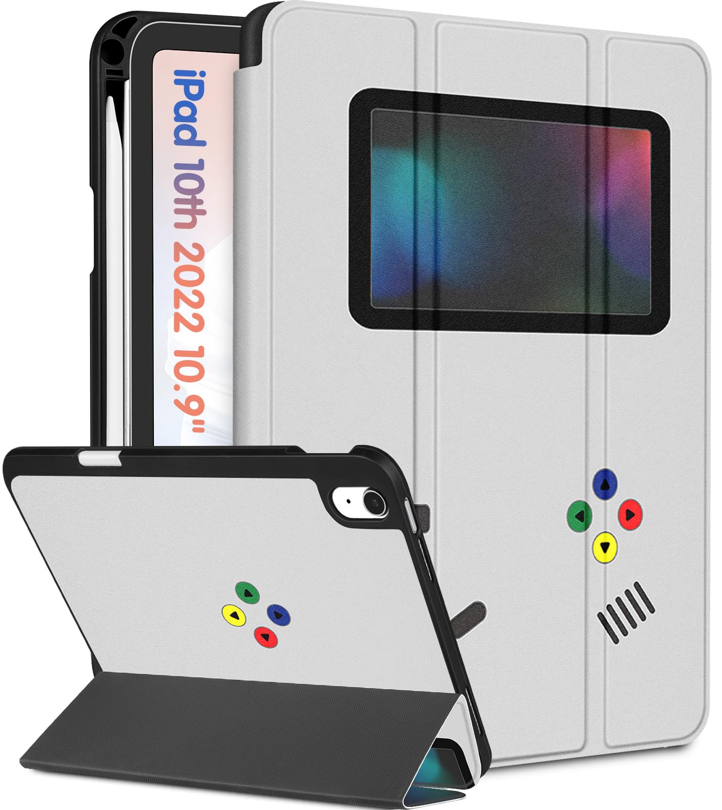 Wazzasoft For Apple Ipad 10Th Generation Case 10.9 Inch Cute Men Boys Kid Folio Cover Teens Video Game Design Cool Fun Funny Pen