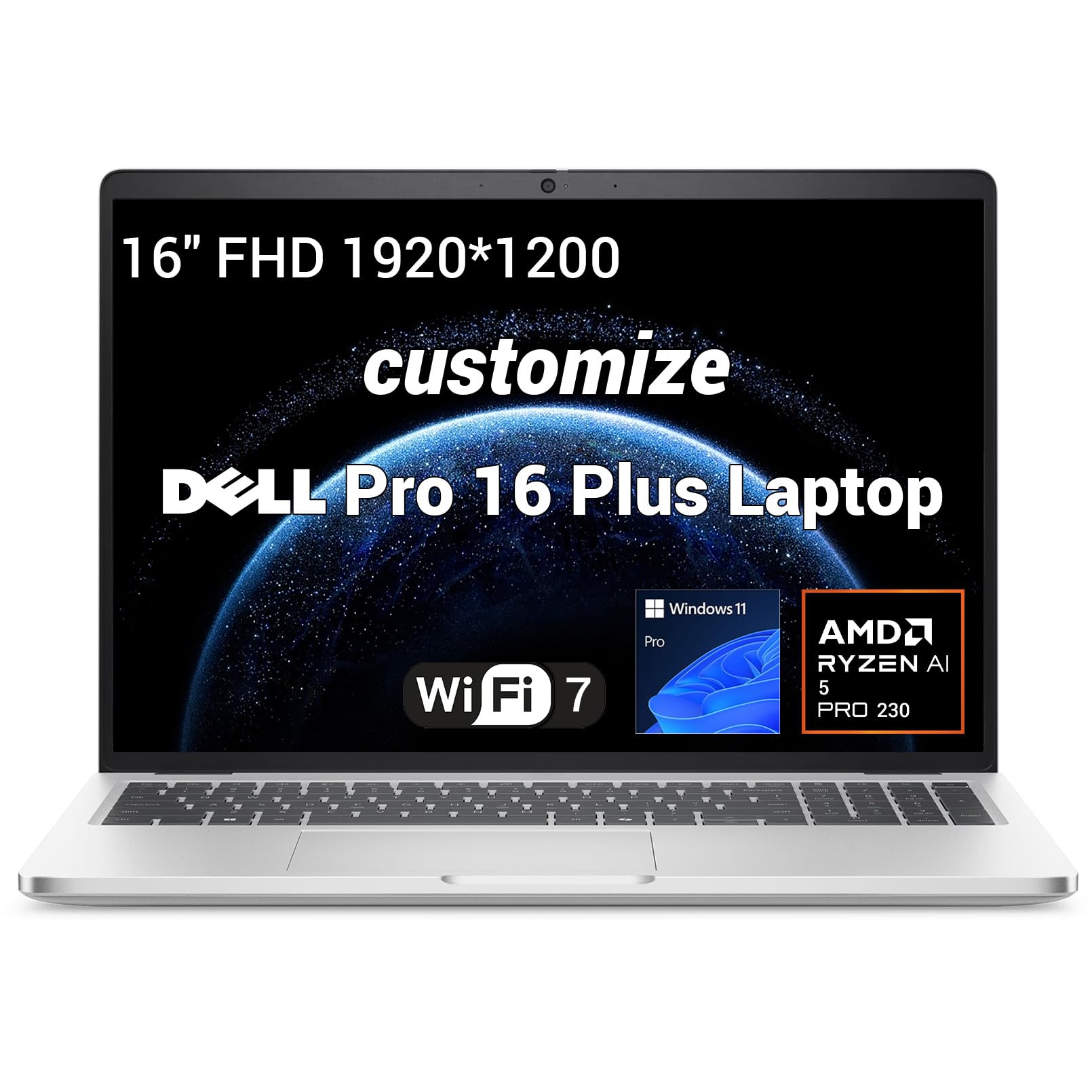 Dell Pro 16 Plus PB16255 (Replaces Latitude 5550) AI Business Notebook 16 FHD+ AMD Ryzen 5 Pro 230, 16GB DDR5 RAM, Customized 5
