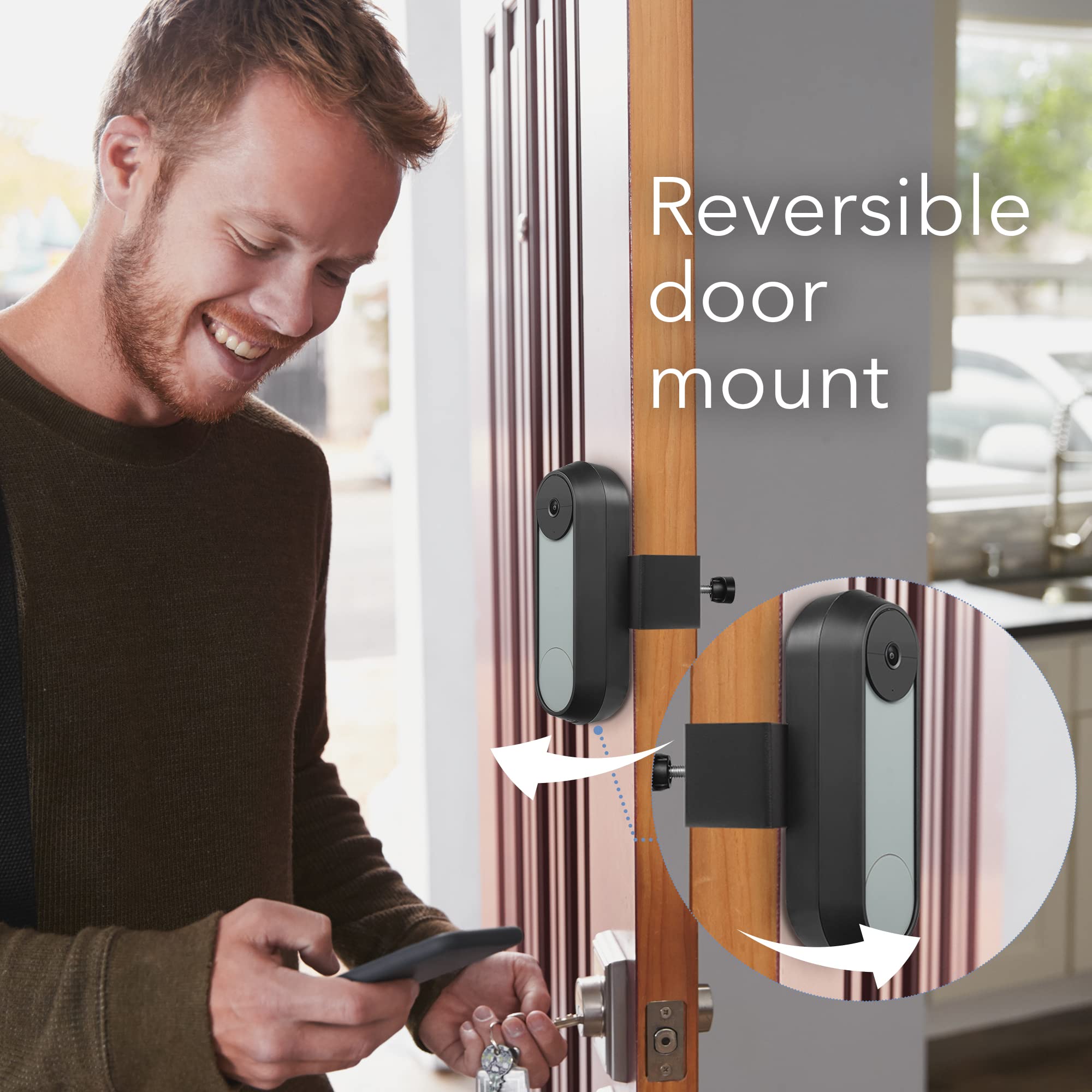 Wasserstein Anti Theft Mount Compatible With Google Nest Doorbell Battery   No Drill Installation (Black)