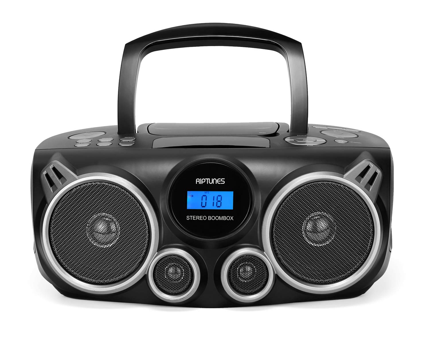 Riptunes Portable Cd Player Bluetooth Stereo Sound System Digital Am Fm Radio, Mp3 Cd Boombox Usb Sd Palyback With Enhanced Bass