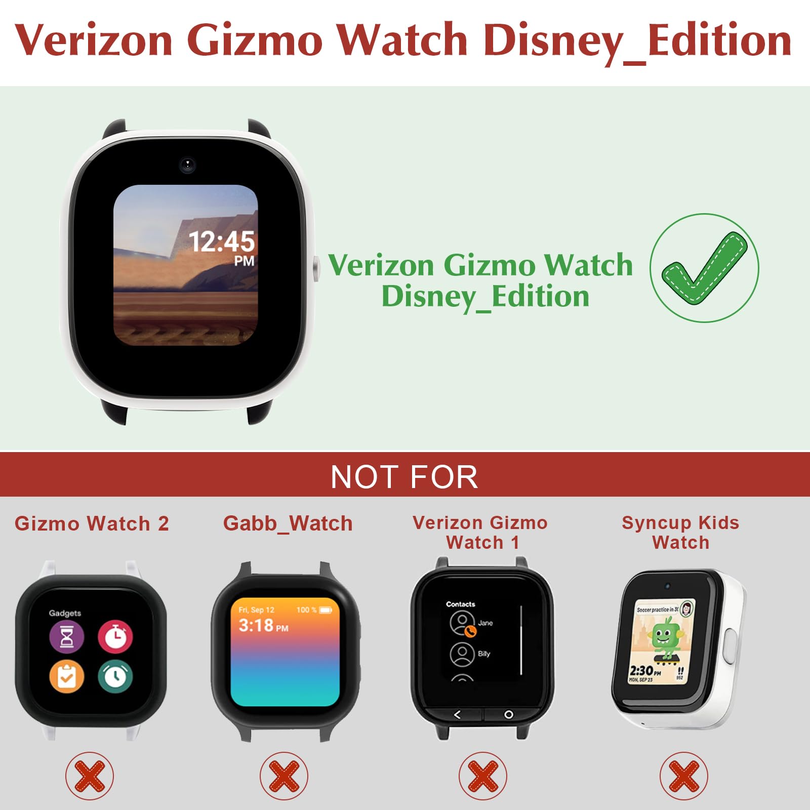 Kuaguozhe Tempered Glass Screen Protector Only Compatible For Gizmo Watch Disney Edition, Black(Not For Gizmowatch 2)