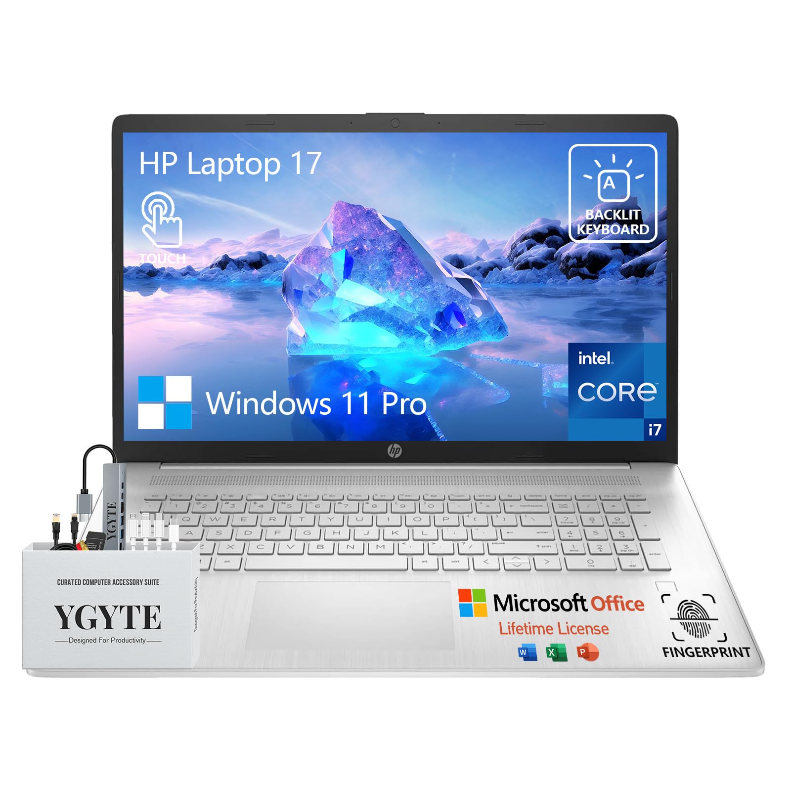 Hp 17 Inch Touchscreen Laptop Computer, 17.3'' Hd+ Touch Screen Business Laptop Pc, Intel Core I7, 32Gb Ram 1Tb Ssd+512Gb Dockin