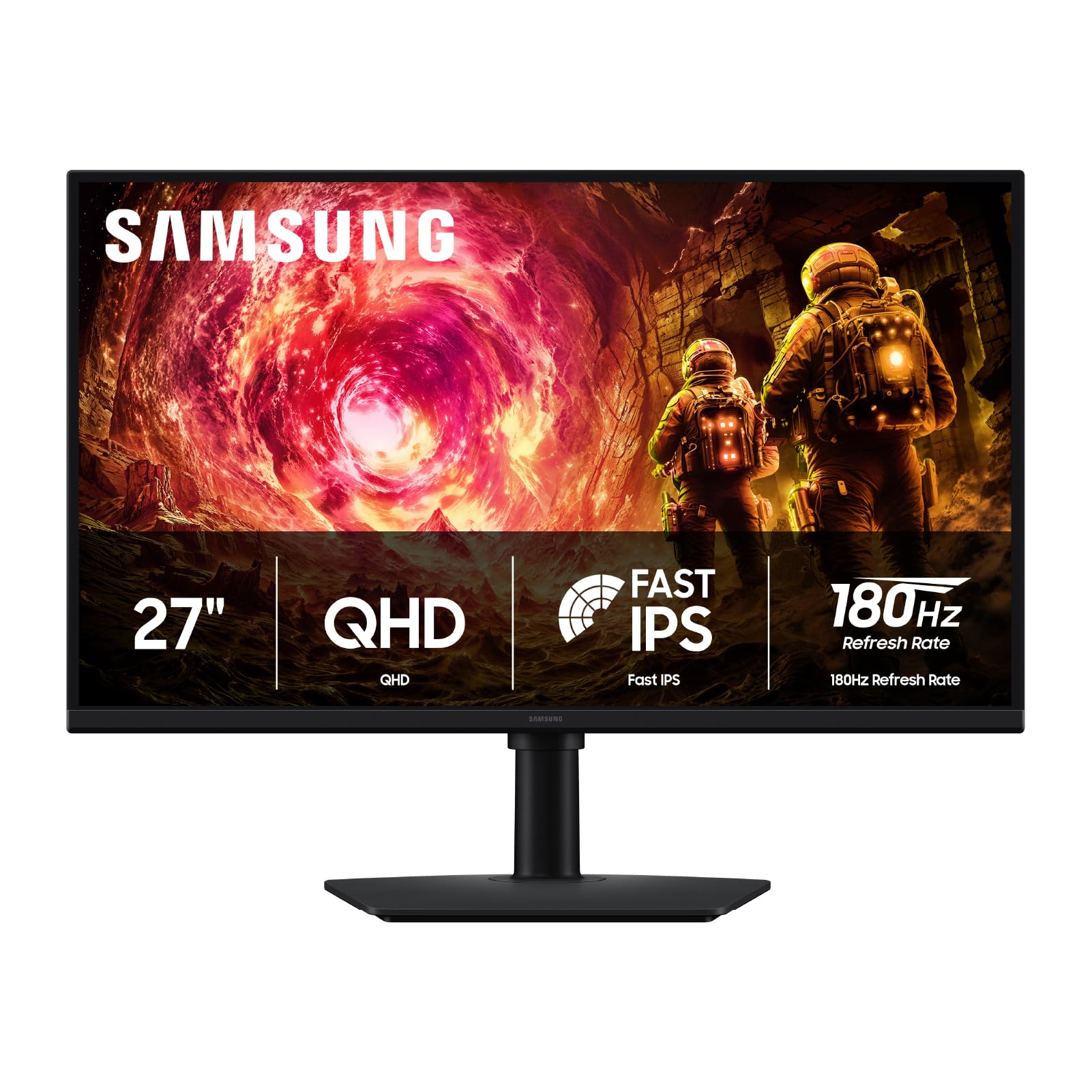 Samsung 27    Odyssey G5 G50F QHD Resolution Gaming Monitor, 180Hz Refresh Rate, Fast IPS Panel, HDR10, NVIDIA G-Sync Compatible