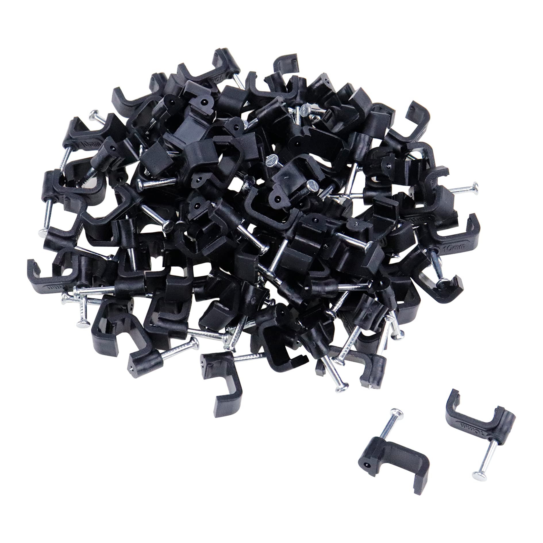 T Tulead Cable Wire Clips Coax Fasteners Pin Cable Stables 10Mm Black Nail Wire Holoder Pack Of 200