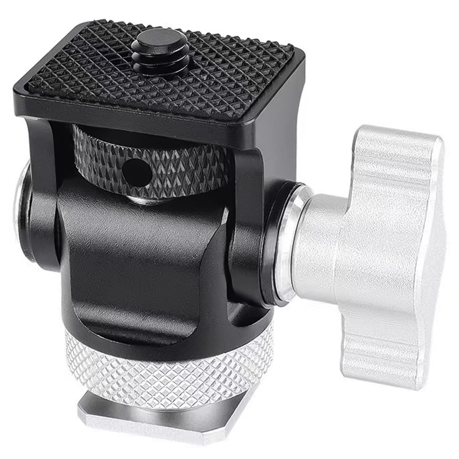 Sutekus Field Monitor Mount Holder with Cold Shoe Swivel and Tilt Adjustable 1/4 Screw Thread Adapter for 5 and 7 Monitor