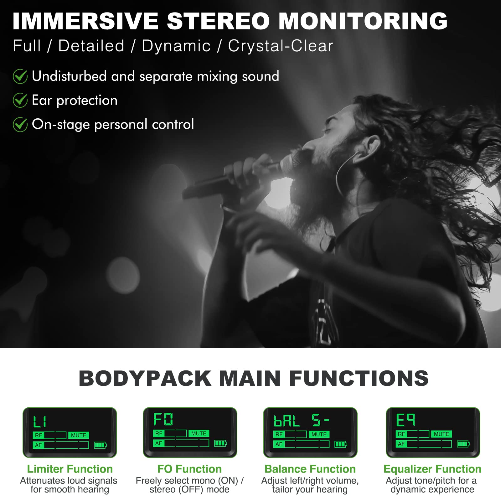 Phenyx Pro Ptm 10 Stereo Wireless In Ear Monitor System Bodypack Receiver, Performance With 89 Adjustable Frequencies