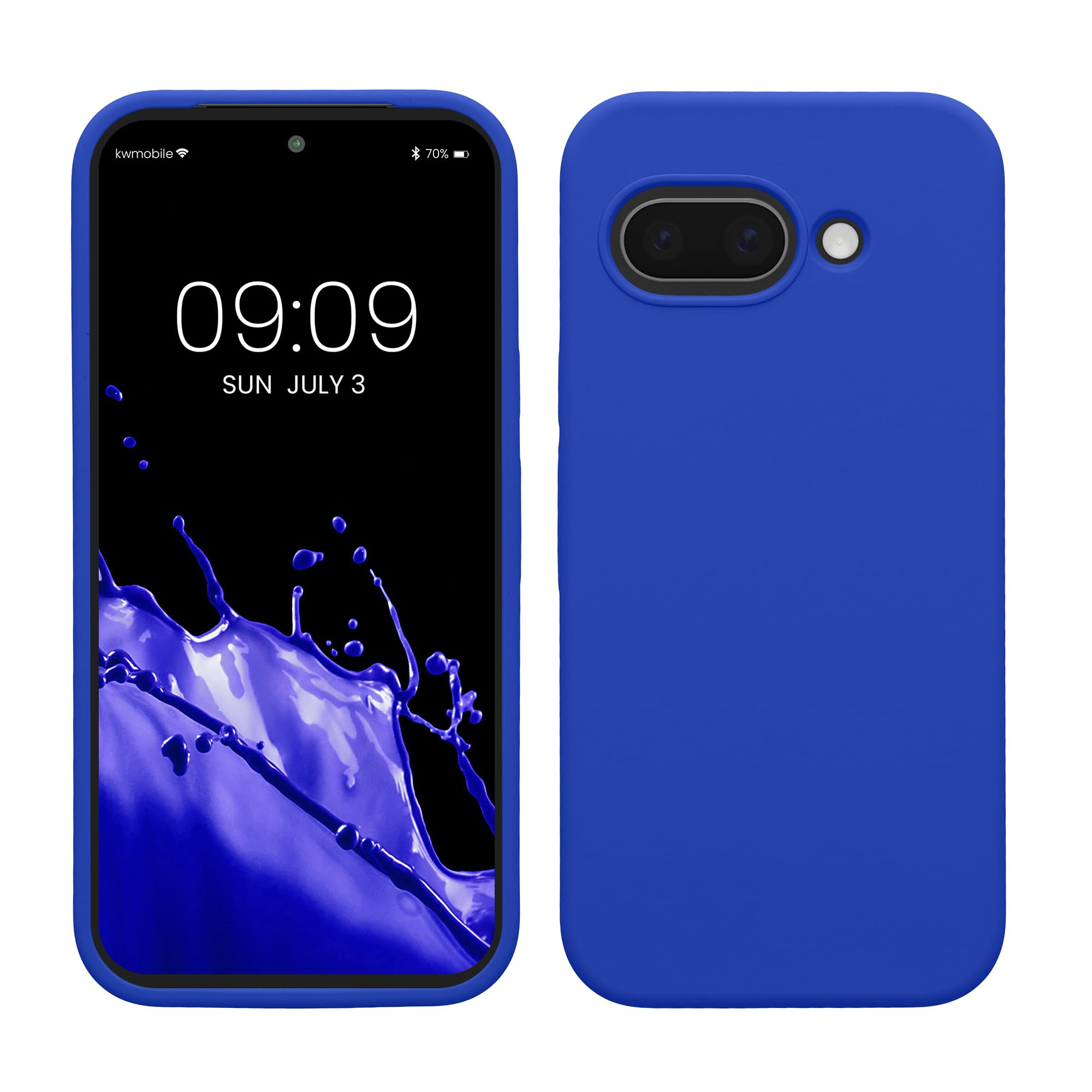 kwmobile Case Compatible with Google Pixel 9a Case - TPU Silicone Phone Cover with Soft Finish - Baltic Blue