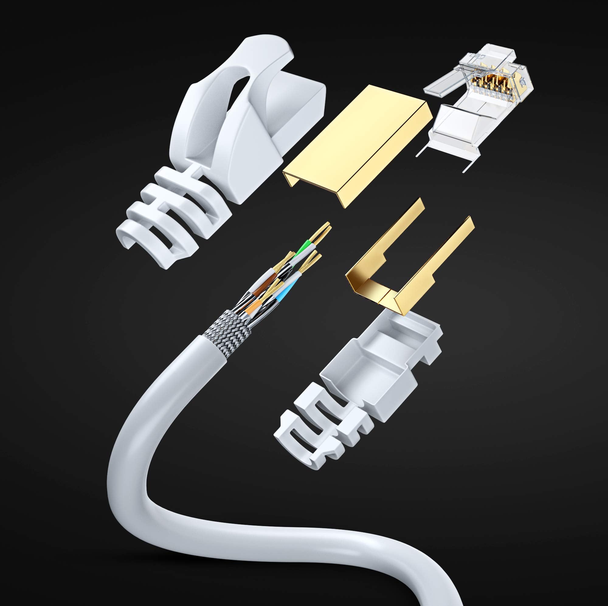 Cat 7 Ethernet Cable 20 Ft   High Speed Internet & Network Lan Patch Cable, Rj45 Connectors   20Ft / White   Perfect For Gaming, Streaming, And More