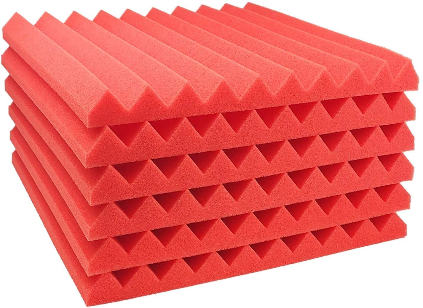 Jber 12 Pack Acoustic Foam Panels, 1'' X 12'' X 12'' Studio Soundproof Wedge Shaped Fireproof Soundproof Liner Acoustic Treatmen
