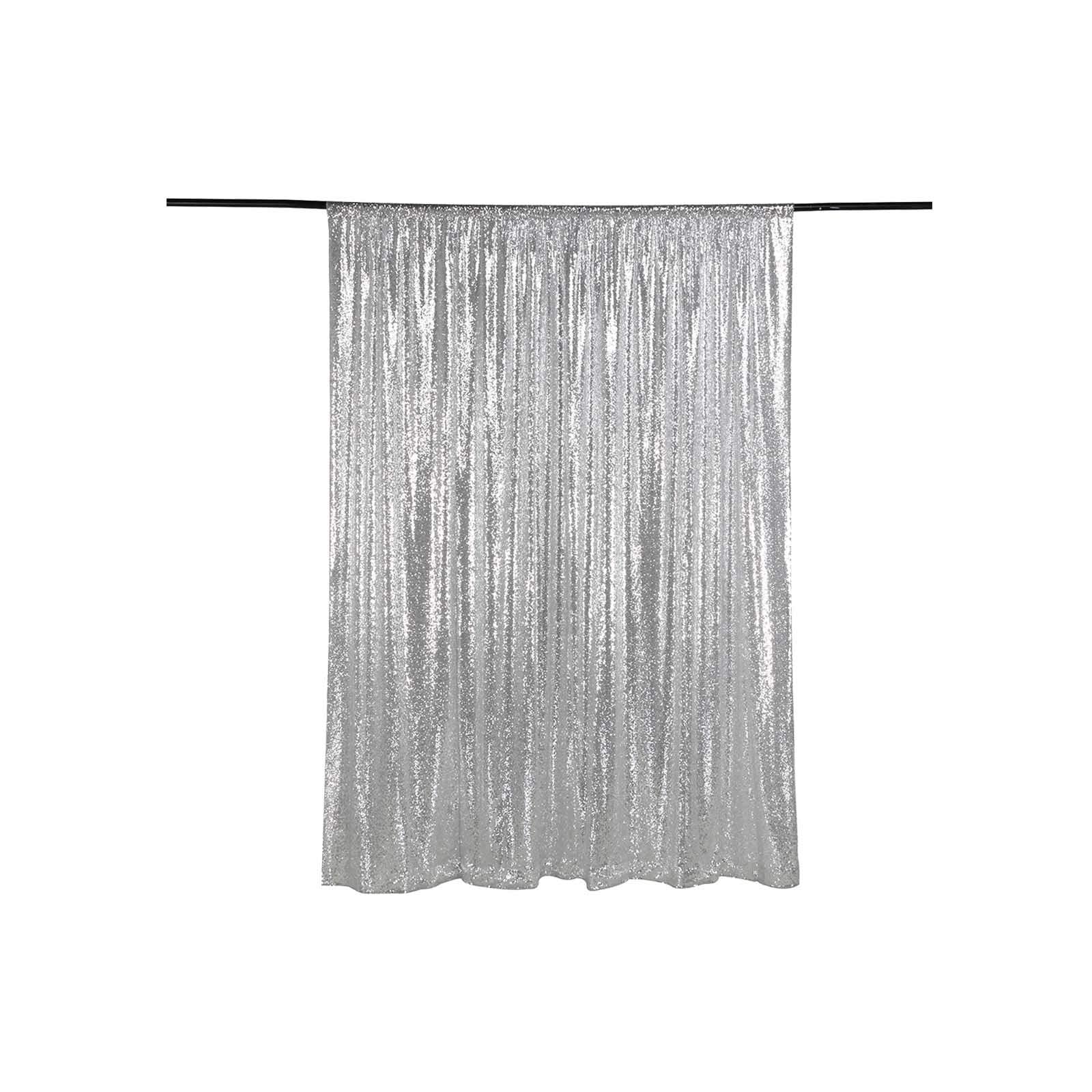 Lqiao 4X7Ft Silver Sequin Photo Backdrop, Wedding Photo Booth,Photography Background,Ceremony Background, Pocket 4X7Ft(125X215Cm