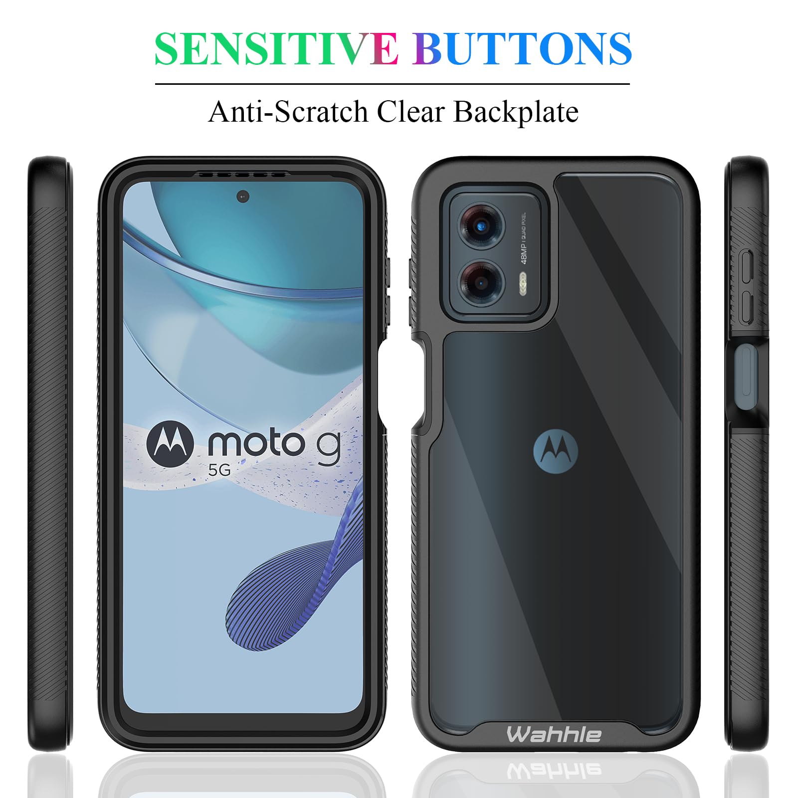 Wahhle Compatible With Moto G 5G 2023 Case, Moto G Power 5G 2023 Case, Built In Screen Protector Full Body Shockproof Slim Fit B