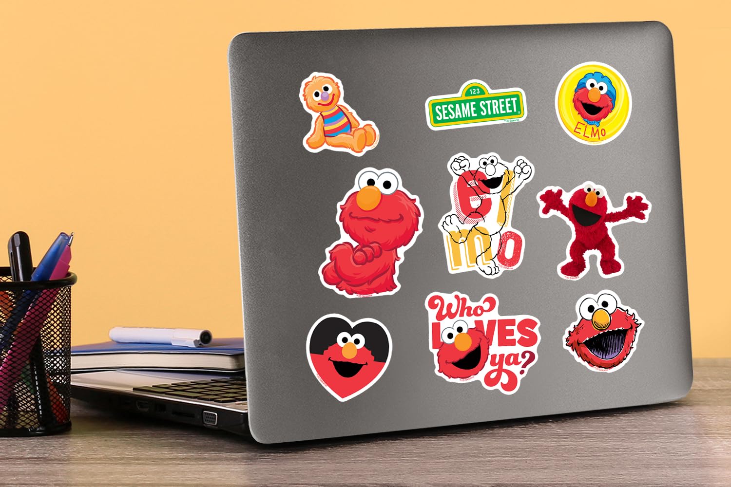 Sesame Street Elmo 50Ct Vinyl Large Deluxe Stickers Variety Pack   Laptop, Water Bottle, Scrapbooking, Tablet, Skateboard, Indoo