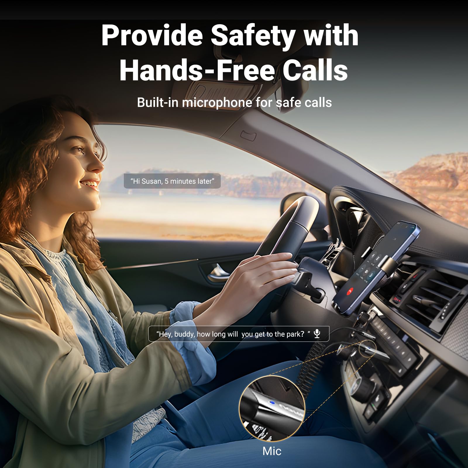 Ugreen Aux To Bluetooth 5.3 Adapter 3.5Mm Bluetooth Receiver For Car Usb 2.0 To 3.5Mm Jack Kit With Built In Microphone Aux Inpu