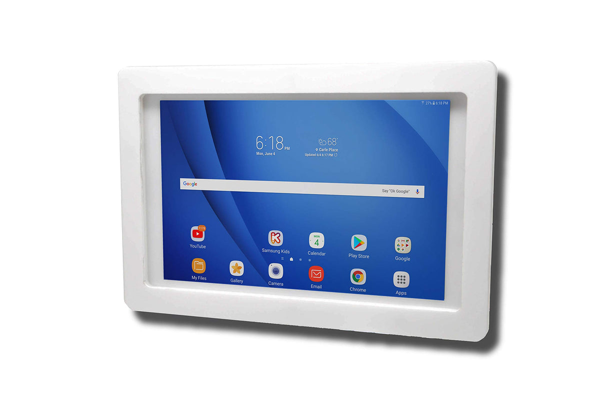 Tabcare Anti Theft Acrylic Vesa Enclosure For Galaxy Tab A7 Lite 8.7' Sm T220 Tablet With Free Wall Mount Kit & 90 Degree Angle Usb C Cable (Tab A7 Lite, White)