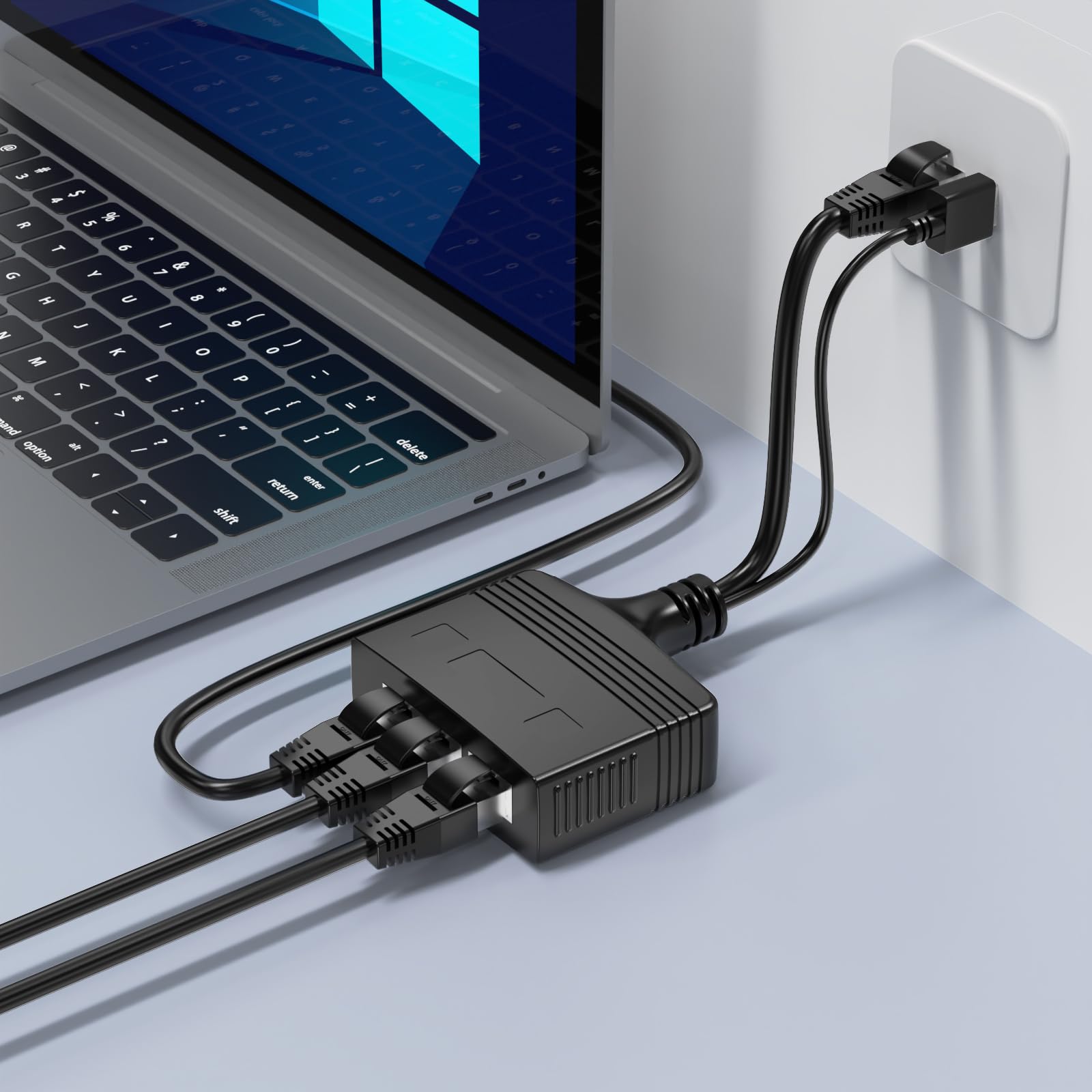 Riieyoca 1 To 3 Rj45 Ethernet Splitter Adapter,8 Core 100Mbps High Speed Lan Network Splitter Adapter For Cat5, Cat5E, Cat6, Cat