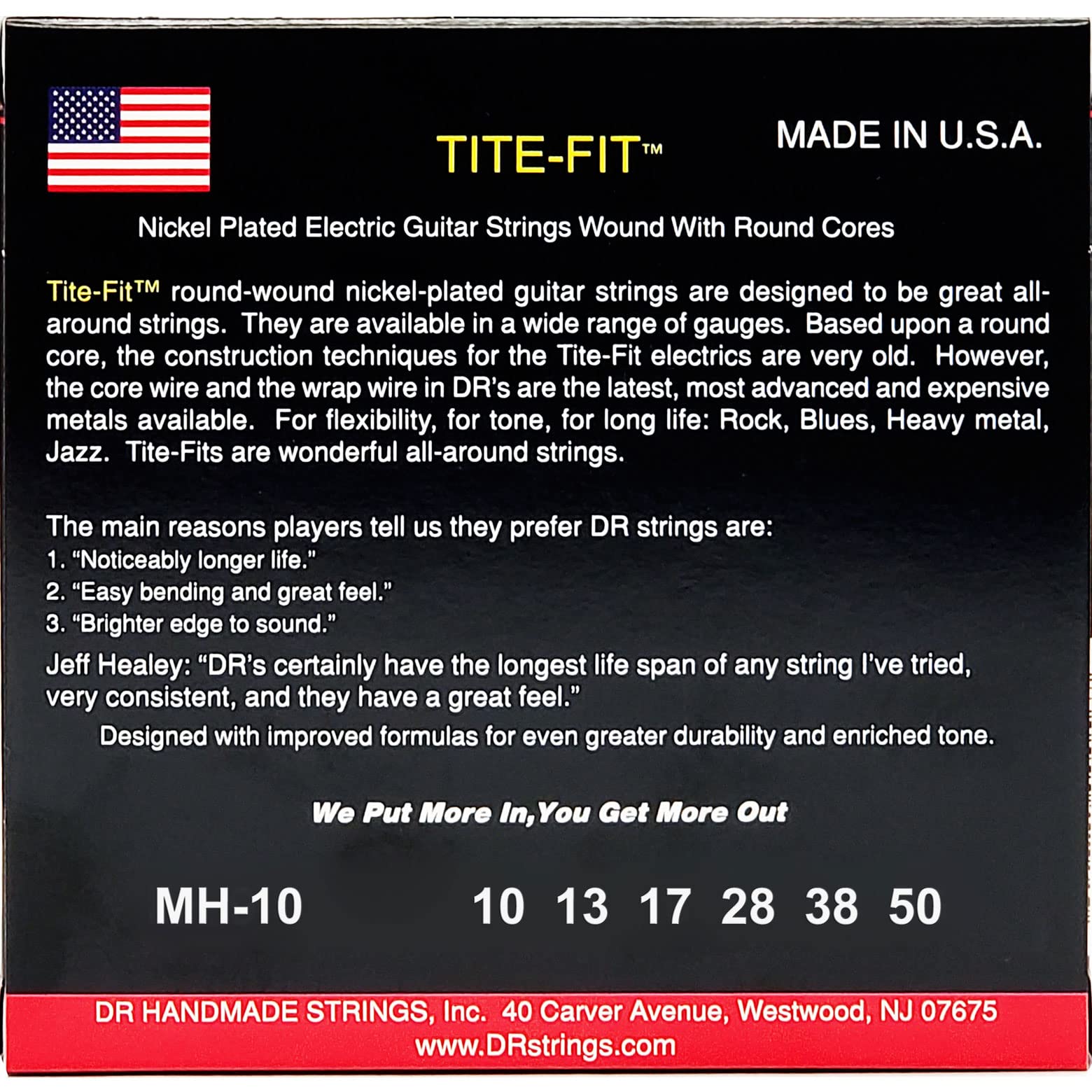 Dr Strings Tite Fit Electric Round Core 10 50