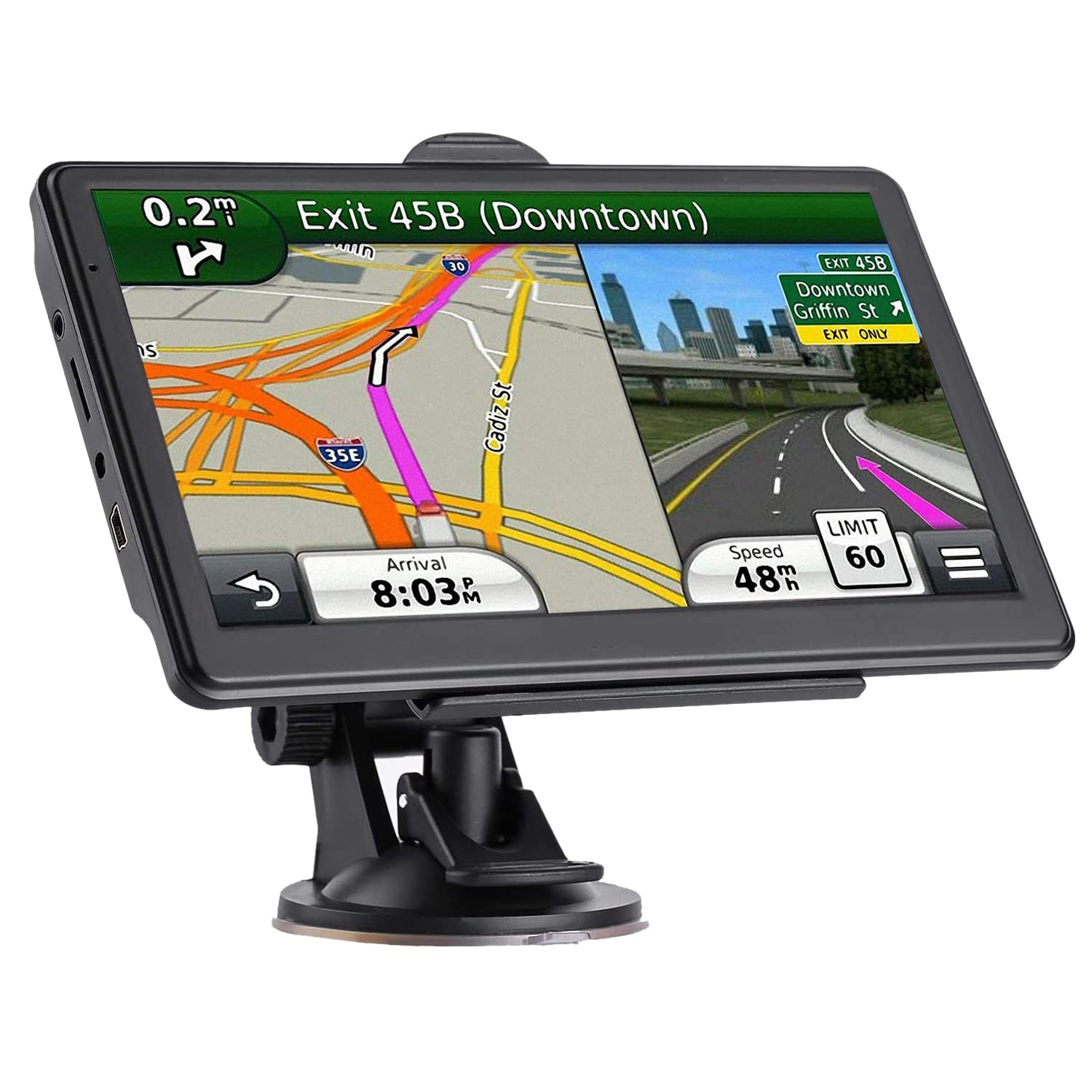 Gps Navigation For Car, 2024 Map 7 Inch Touch Screen Car Gps, Voice Turn Direction Guidance, Support Speed And Red Light Warning