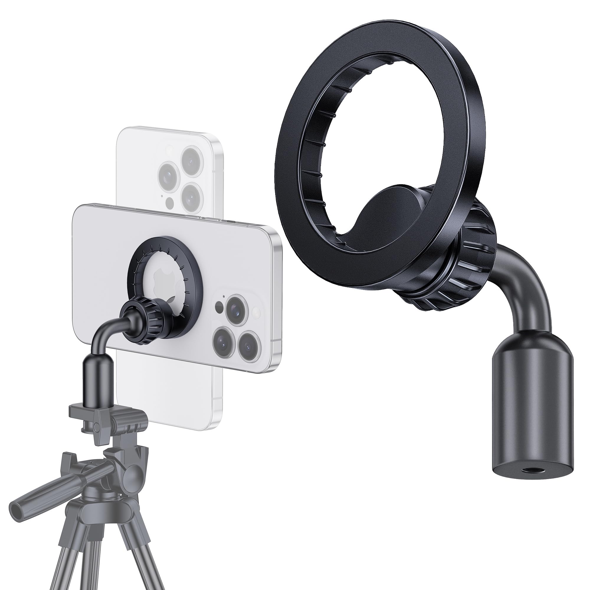 Armolabx Magnetic Tripod Mount Holder Adapter For Magsafe [Upgraded Metal], Iphone Tripod Mount Adapter With 1/4    Screw Hole, 