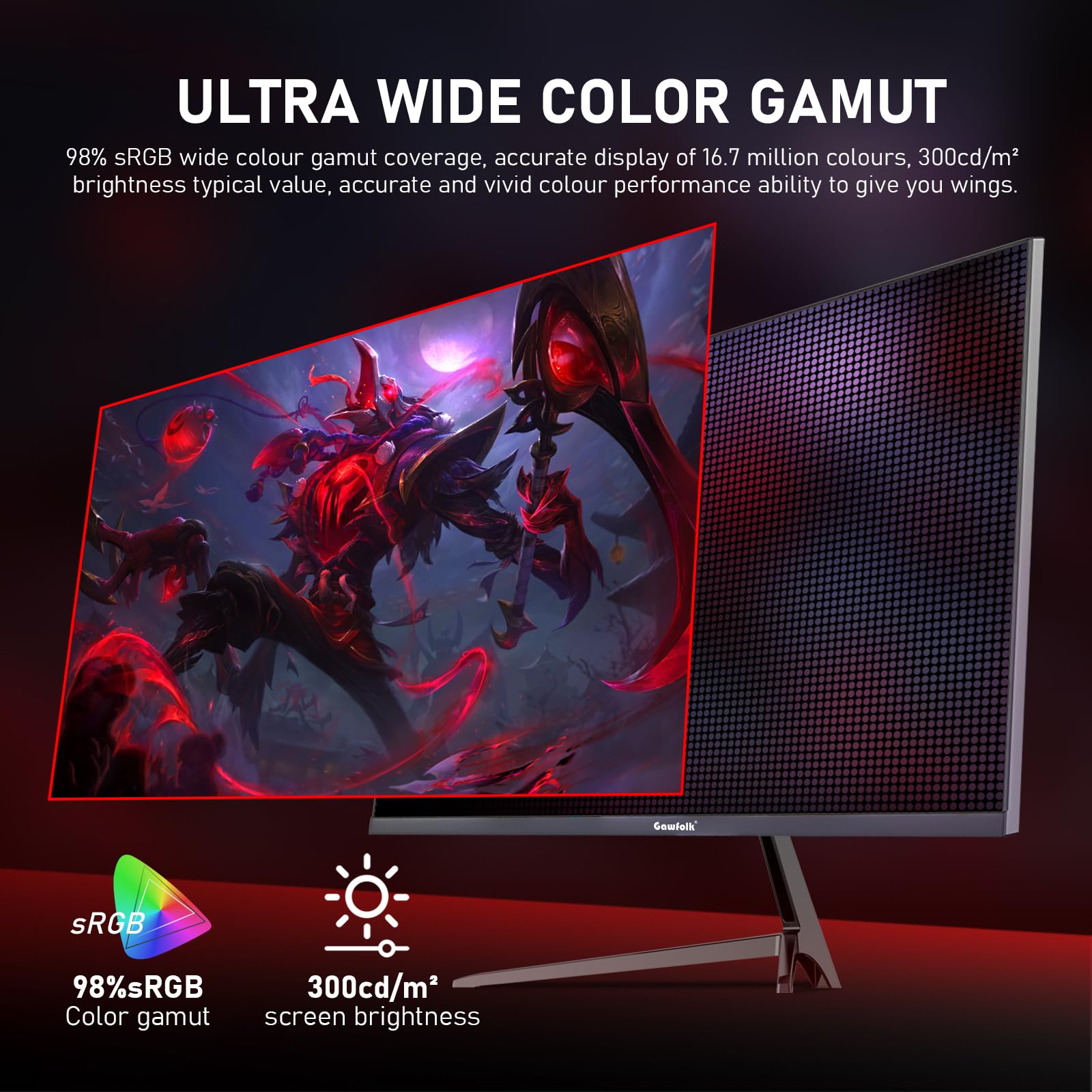 Gawfolk 27 Inch 2K Qhd(2560?440) Pc Screen, 165Hz Gaming Monitor, 1Ms Without Bezel, Freesync,98% Srgb, 178?Wide Viewing Angle,