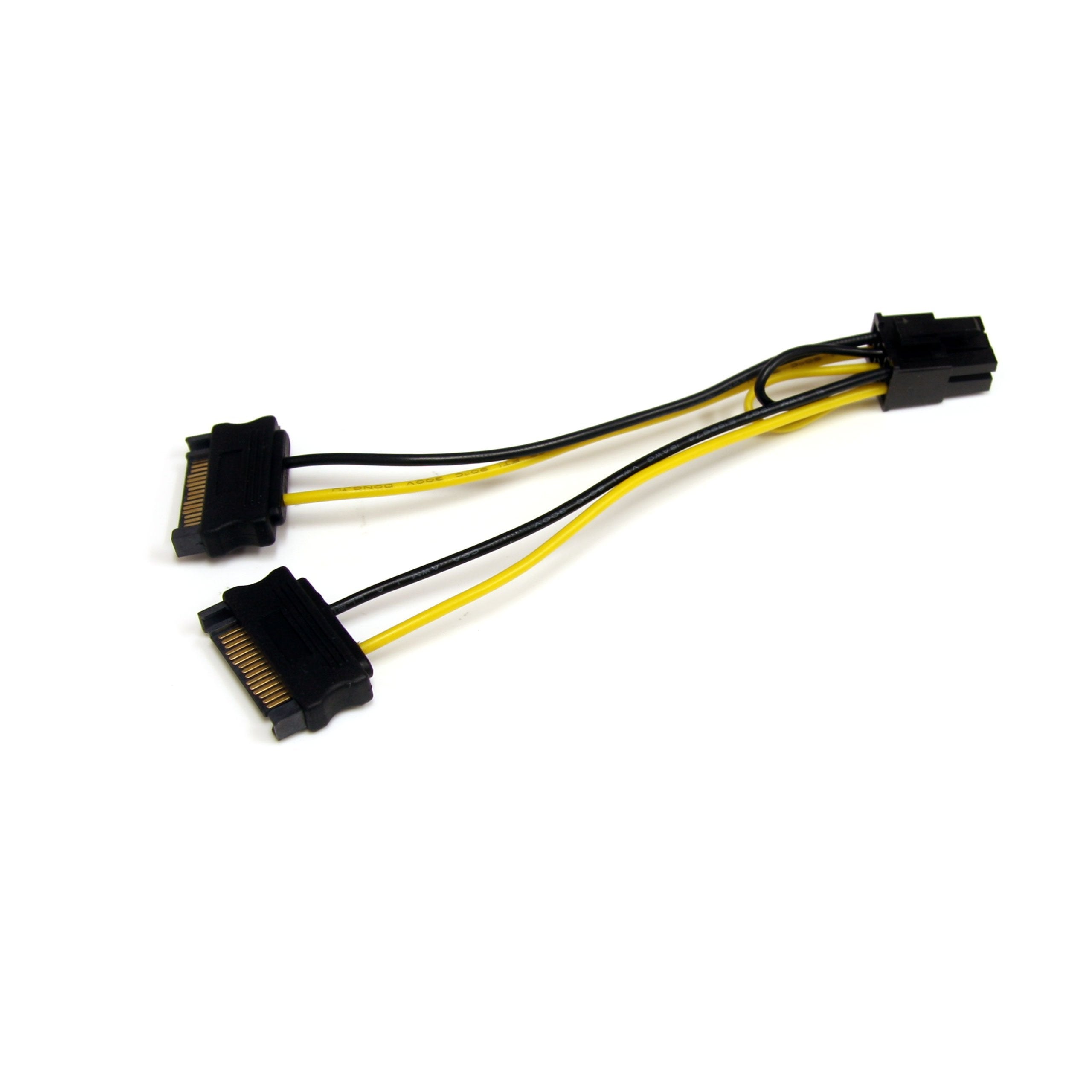 StarTech.com 6in SATA Power to 6 Pin PCI Express Video Card Power Cable Adapter - SATA to 6 pin PCIe power, Black, Yellow (SATPC