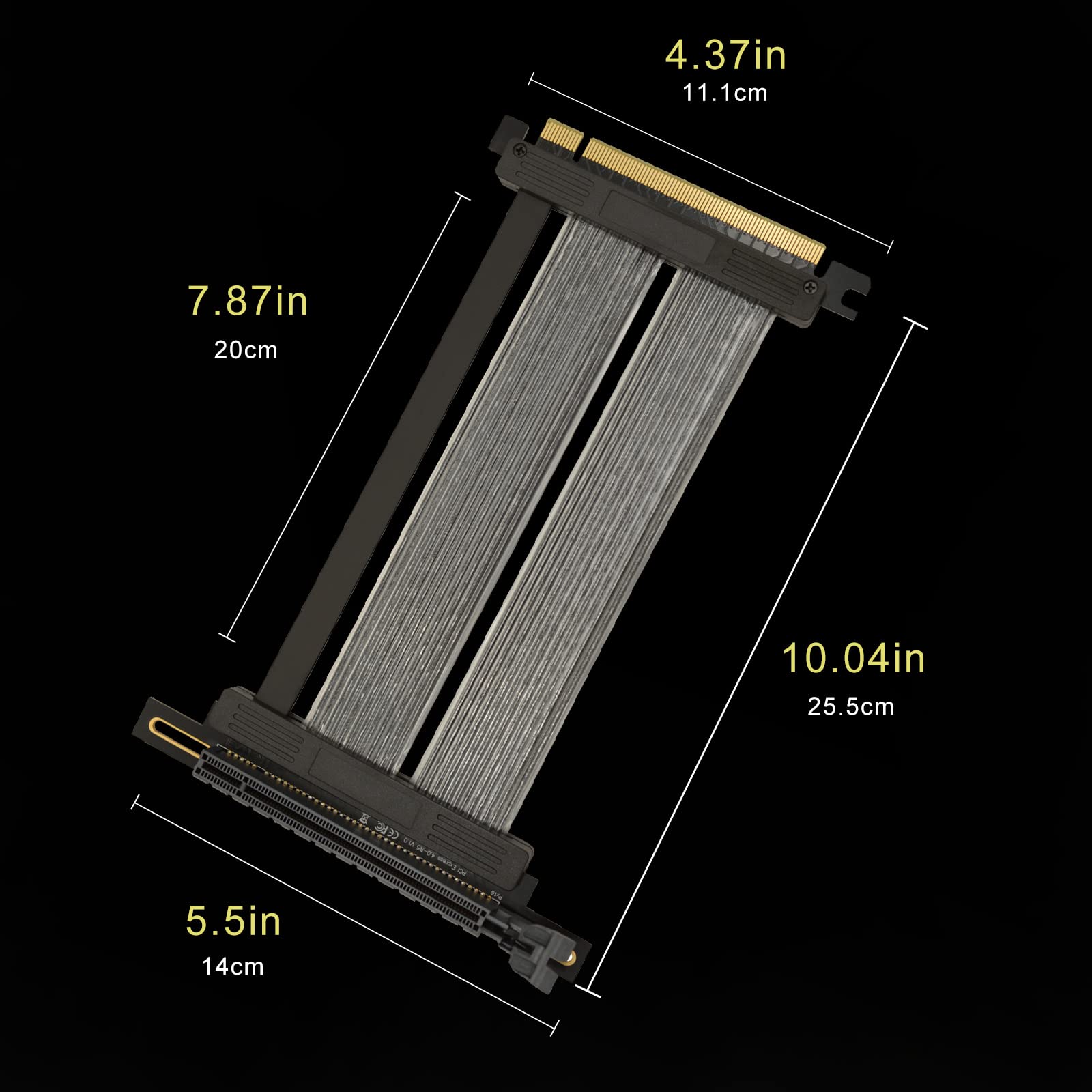Eagolloar Pcie 4.0 X16 Extender Riser Cable,High Speed Flexible Right Angle Pci E Port Gpu Graphic Card Extension Cable 250Mm