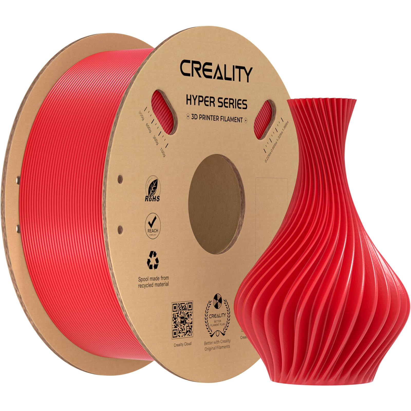 Creality Pla Filament 1.75Mm For K1 Max, 3D Printer Filament Pla Designed For High Speed 30 600Mm/S, 1Kg(2.2Lbs)/Spool Hyper Pla
