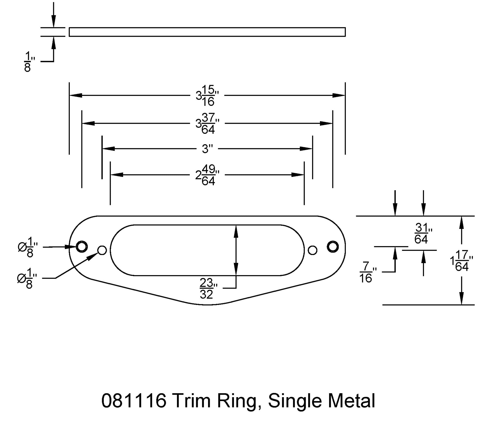 Bitterroot Single Trim Ring Cover Flat 1/8 Gold Metal