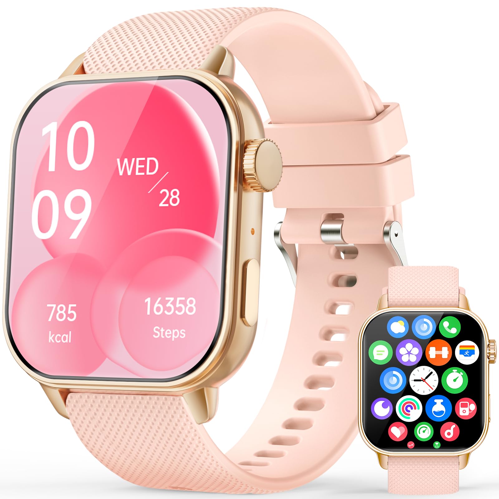 MFVLP Smart Watch for Men Women, 1.85 AMOLED HD Fitness Watch with 120+ Sports Modes, Bluetooth Call/Heart Rate/Sleep Monitor/