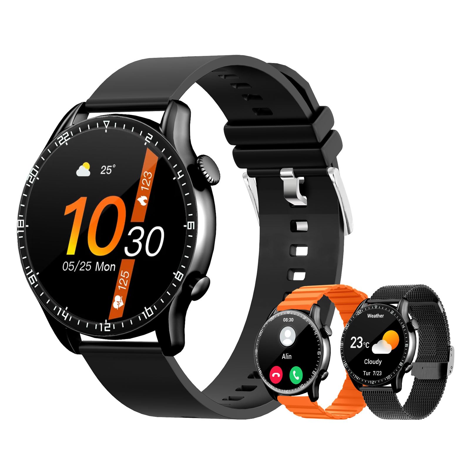 Getfitsoo Smartwatch for Men Women, Waterproof Bluetooth Call Smartwatch for Android iOS Phones, 1.43 AMOLED Touch Screen Fitnes