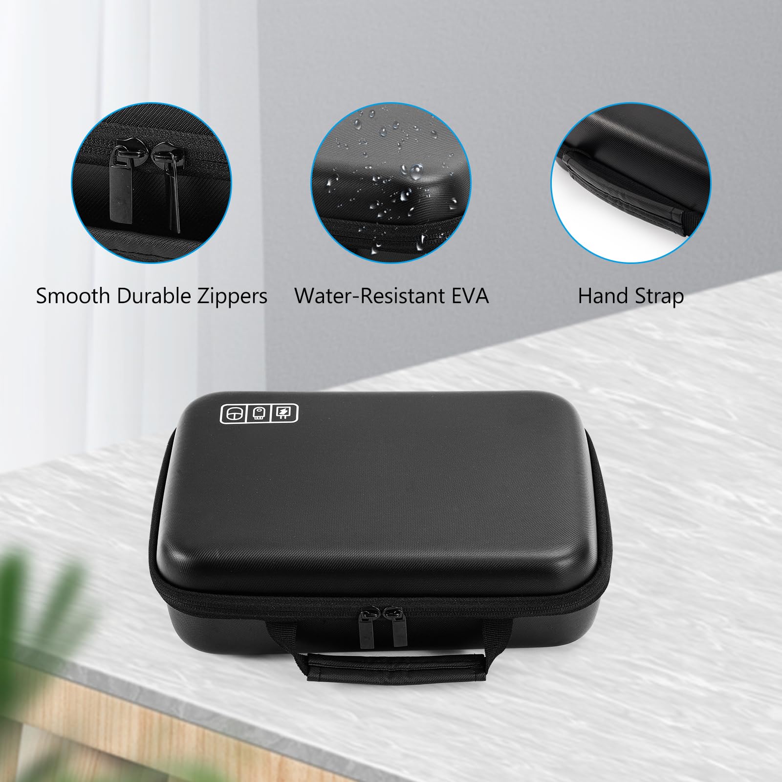 Procase Hard Travel Electronic Organizer Case For Macbook Power Adapter Chargers Cables Power Bank Apple Magic Mouse Apple Pencil Usb Flash Disk Sd Card Small Portable Accessories Bag  Xl, Black