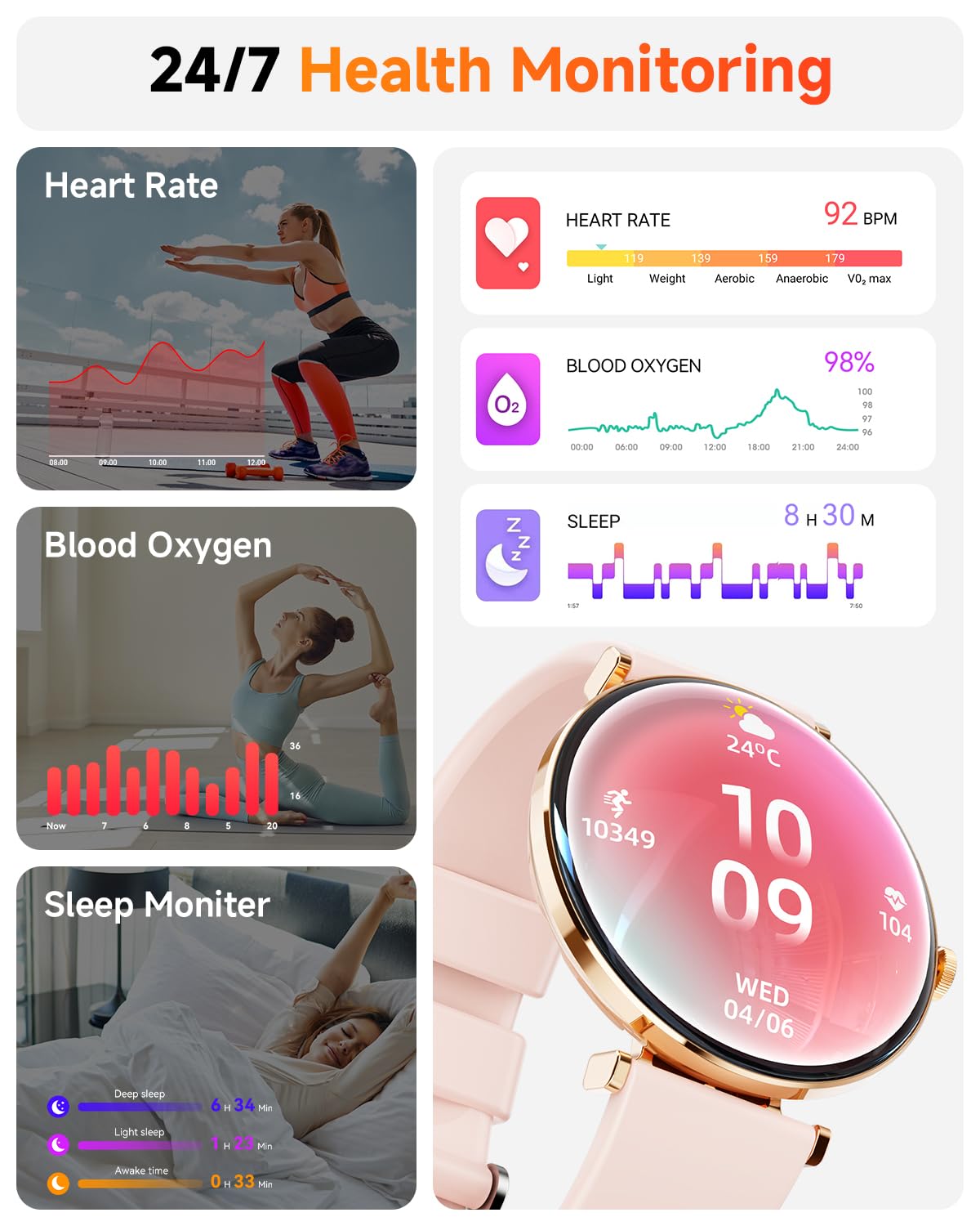 Smart Watches For Women Men[Calls/2 Bands/Metal Thin Body] For Android Iphone Samsung Compatible,1.43'' Micro-Spherical Amoled S