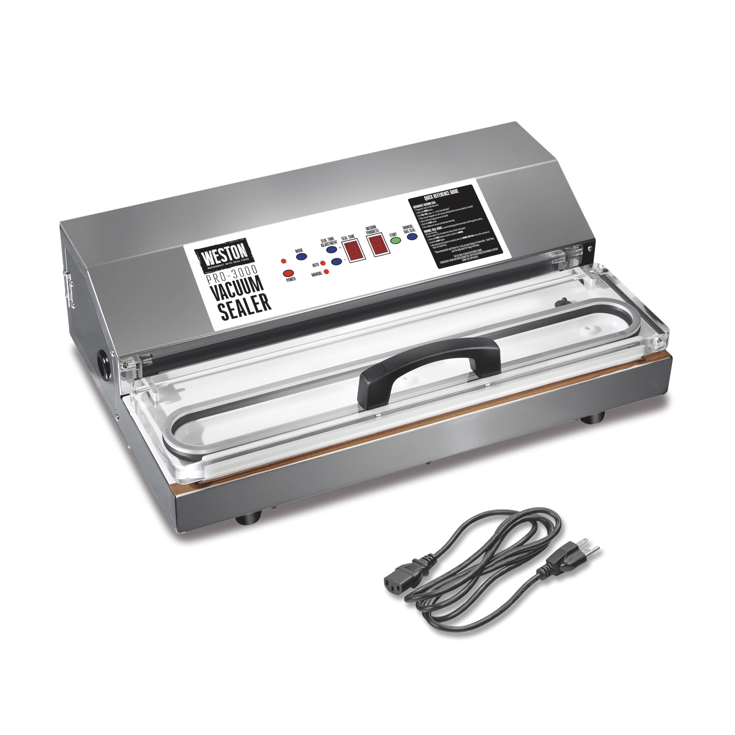Weston Brands Vacuum Sealer Machine for Food Preservation & Sous Vide, Extra-Wide 5mm Bar for Sealing Bags up to 15 Wide, 1020 W