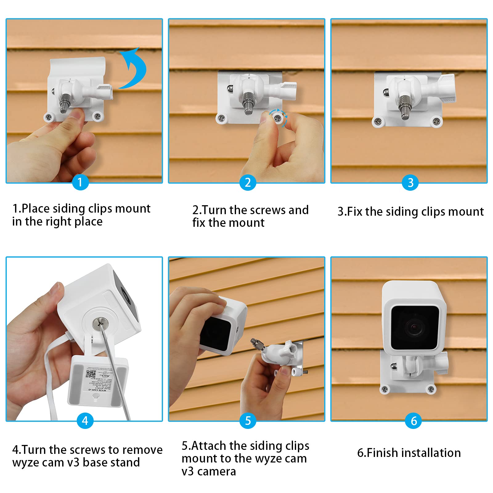 Holaca Vinyl Siding Hooks Mount For Wyze Cam V3,Siding Hanger Clips For Mounting Wyze Cam V3 Camera, Weatherproof Stainless Stee