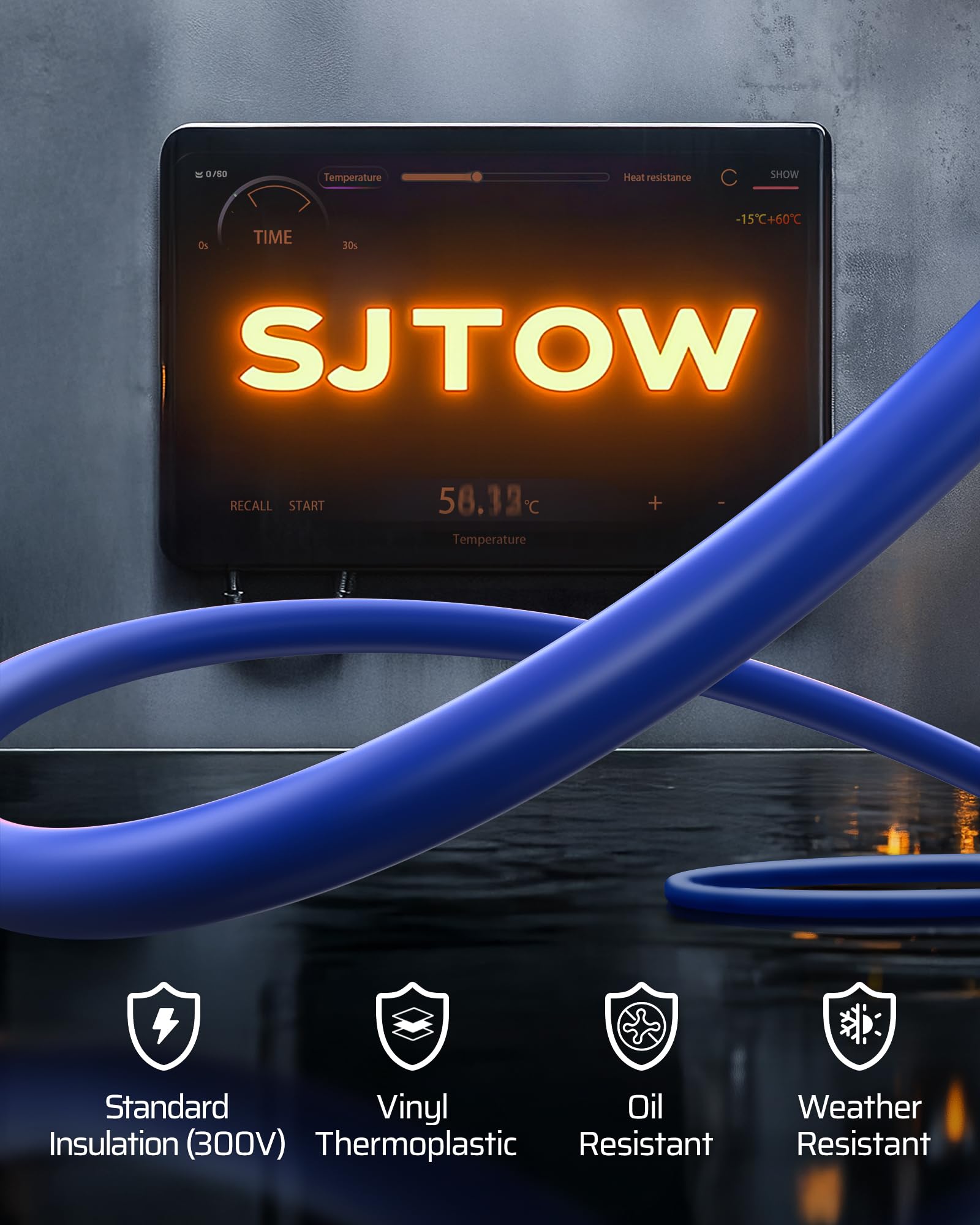 Dewenwils 50Ft Extension Cord Reel, Retractable Extension Cord Reel, Twist Lock Stopper, 14/3C Sjtow, 6 Grounded Outlets, 13A Ci