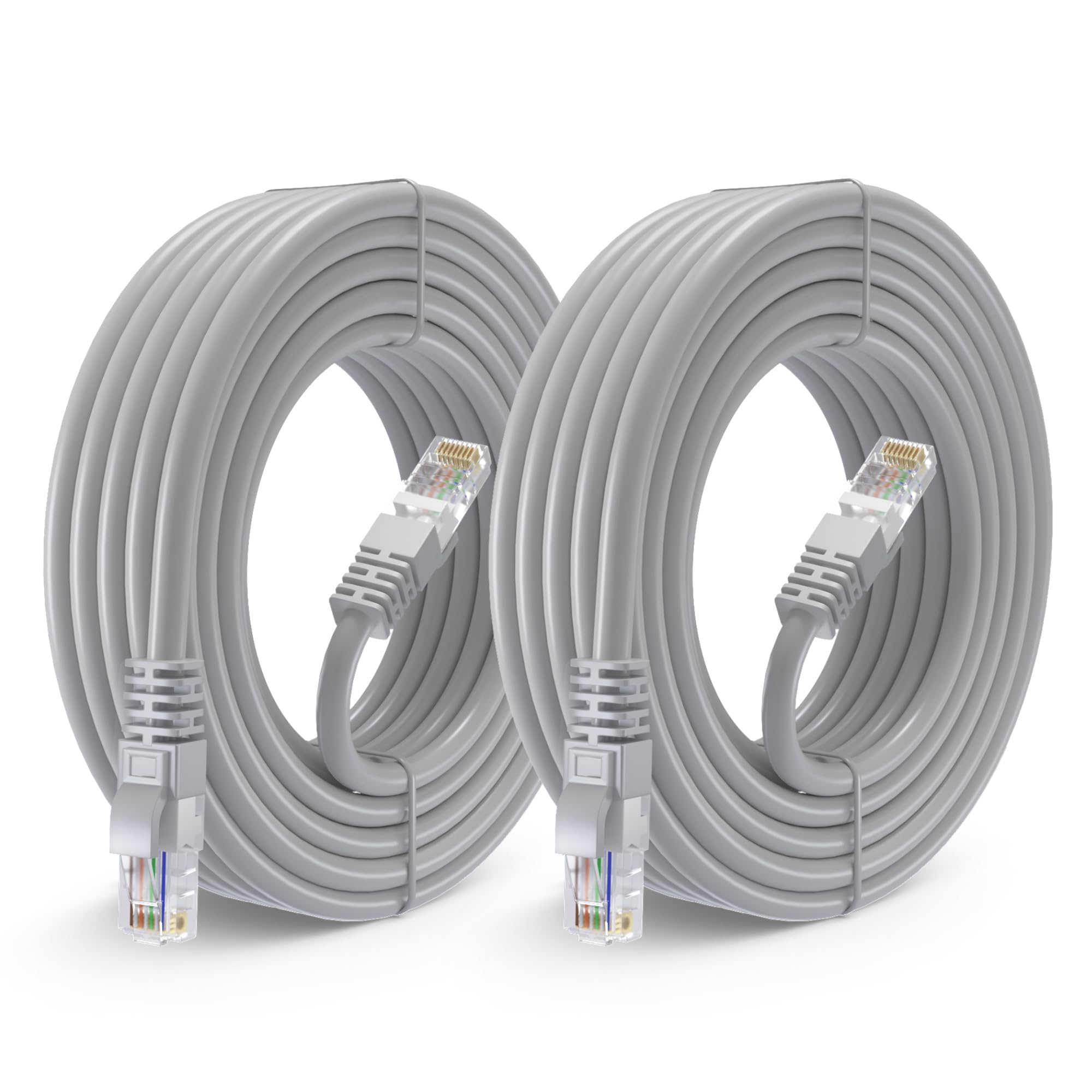 Maximm Cat 6 Ethernet Cable 25 Ft (2 Pack)   High Speed Lan Cable, Internet Cable, Patch Cable, And Network Cable   Utp, 10Gbps, 550Mhz Cat6 Cable   Gray