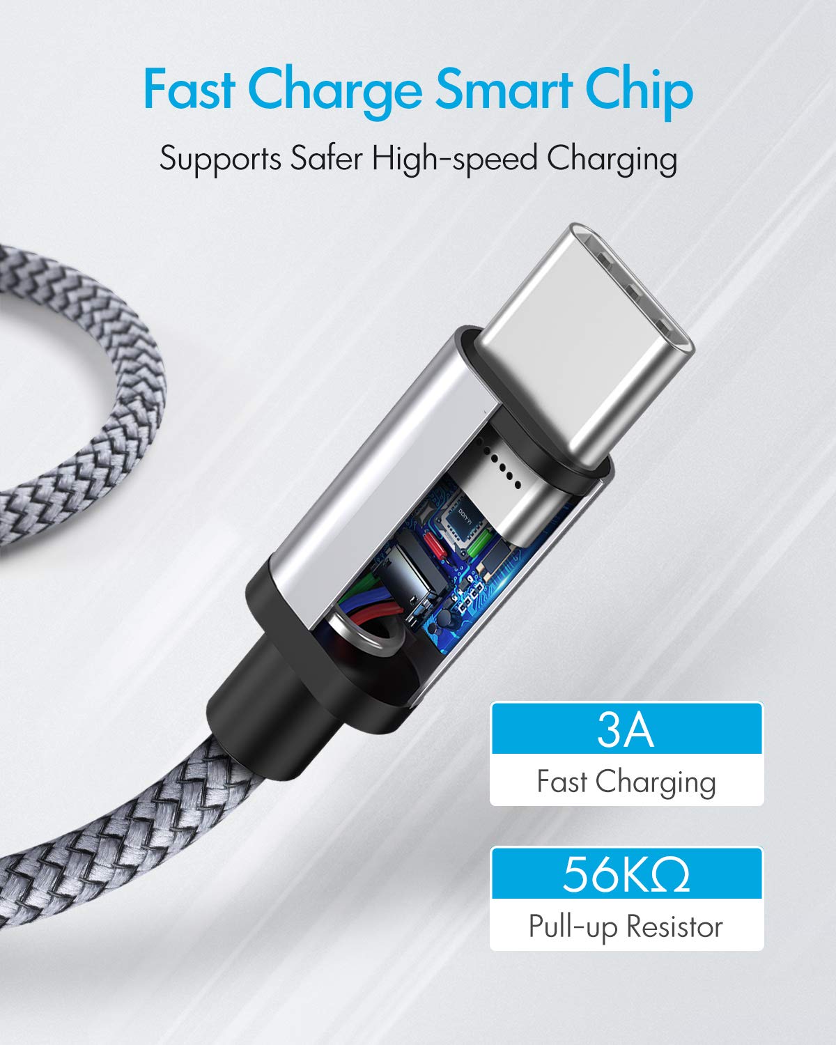 Ddiyyi Short Usb C Cable 1Ft 3 Pack Usb A To Usb C Charger Fast Charging Cord Braided For Iphone 15/16 Pro Max Plus, Samsung Galaxy S24 S23 S10 A15 A53 A54, 1 Foot Short Usb C Cord