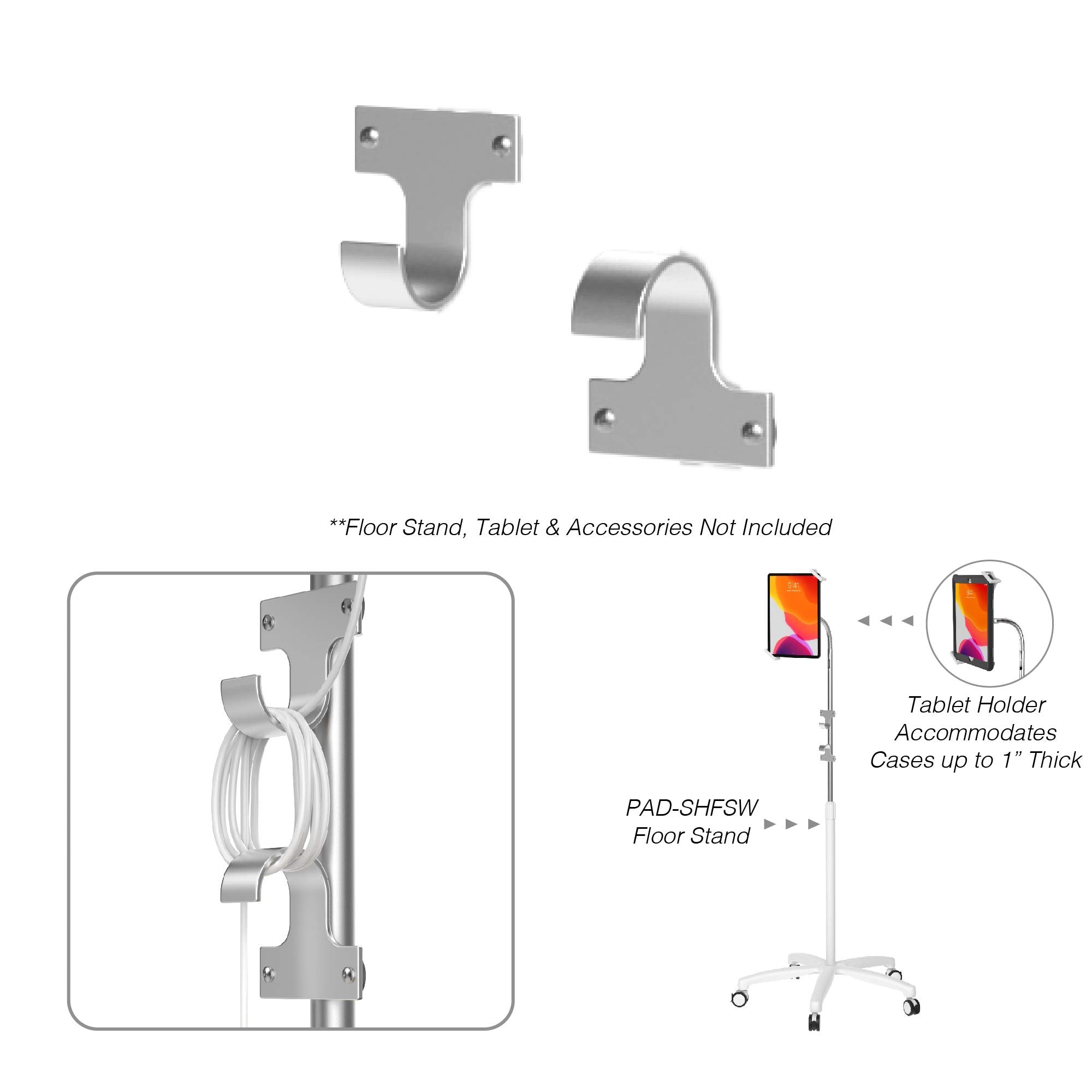 Add-On Utility Hooks - Cta Add-On Attachable Towel & Cable Wrap Hooks For Tablet Floor Stands & Pad-Afs - Pad-Cgs - Pad-Scgs - P
