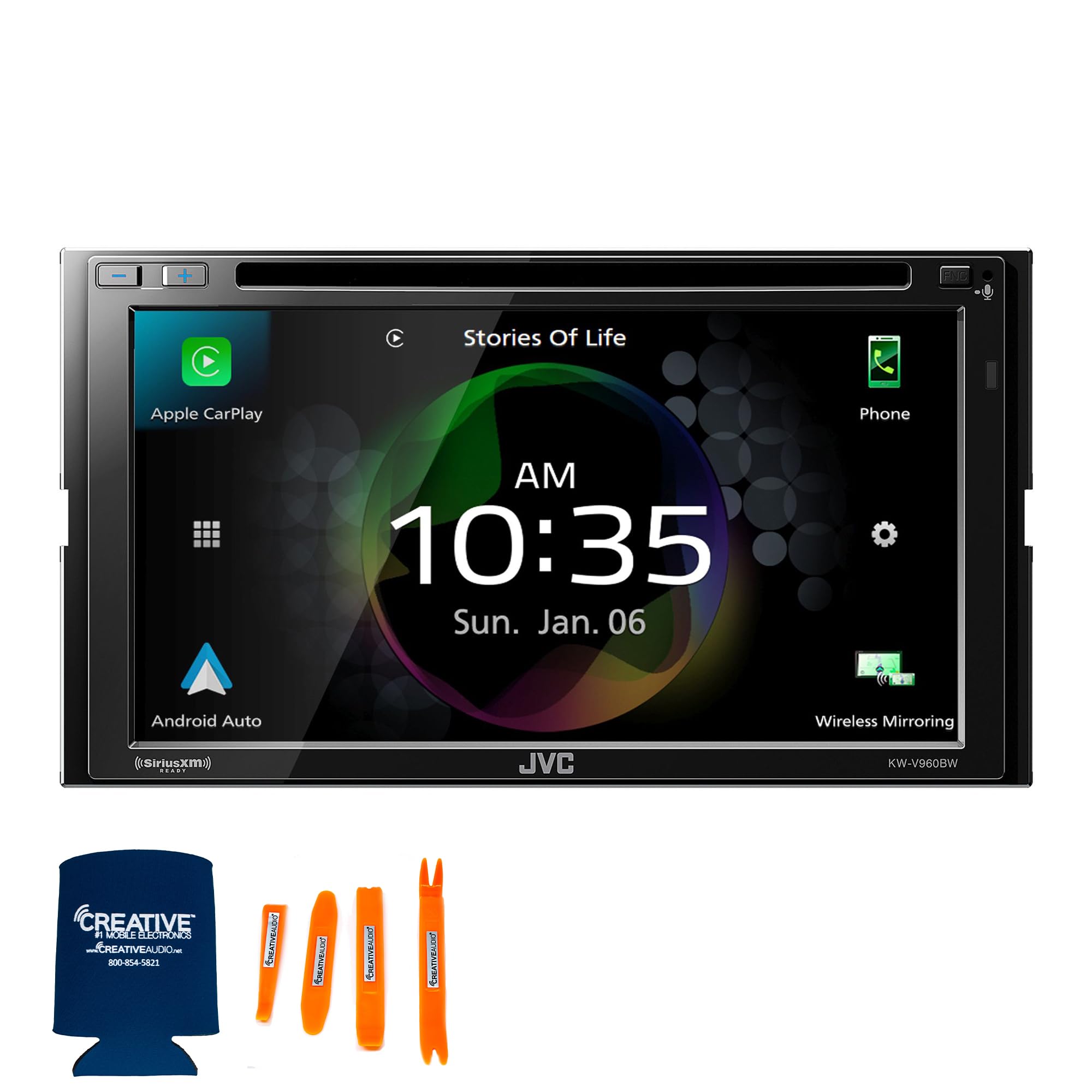 Jvc Kw-V960Bw Works With Wireless Carplay, Wireless Android Auto, Cd/Dvd Av Receiver, High-Res Audio, 4-Camera Input With Axxess