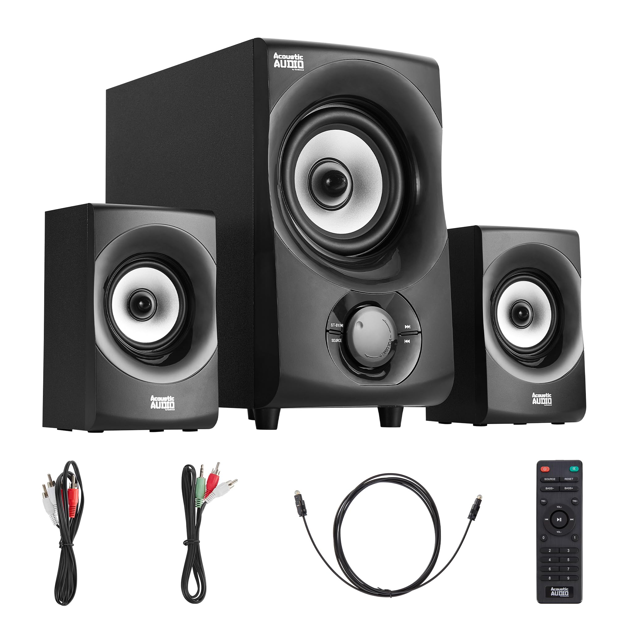 Acoustic Audio by Goldwood Bluetooth 2.1 Speaker System 2.1Channel Home Theater Speaker System, with Optical/Aux/USB/SD Inputs 