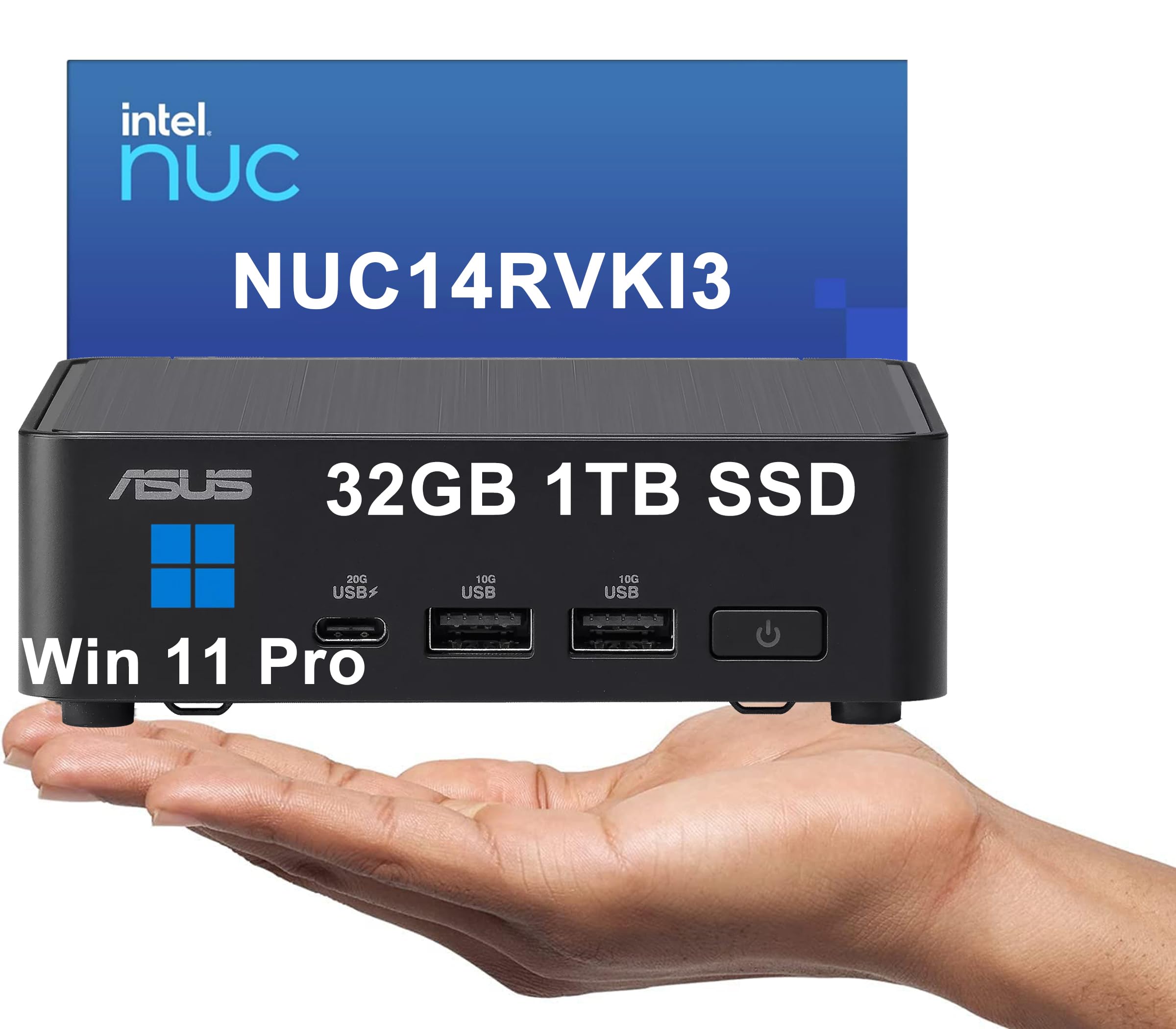 2025 Intel NUC 14 Pro Slim Kit Mini PC (Intel Core 3 100U (> i5-1235U), 32GB RAM, 1TB SSD) Business Desktop, 2 x Thunderbolt 4, 