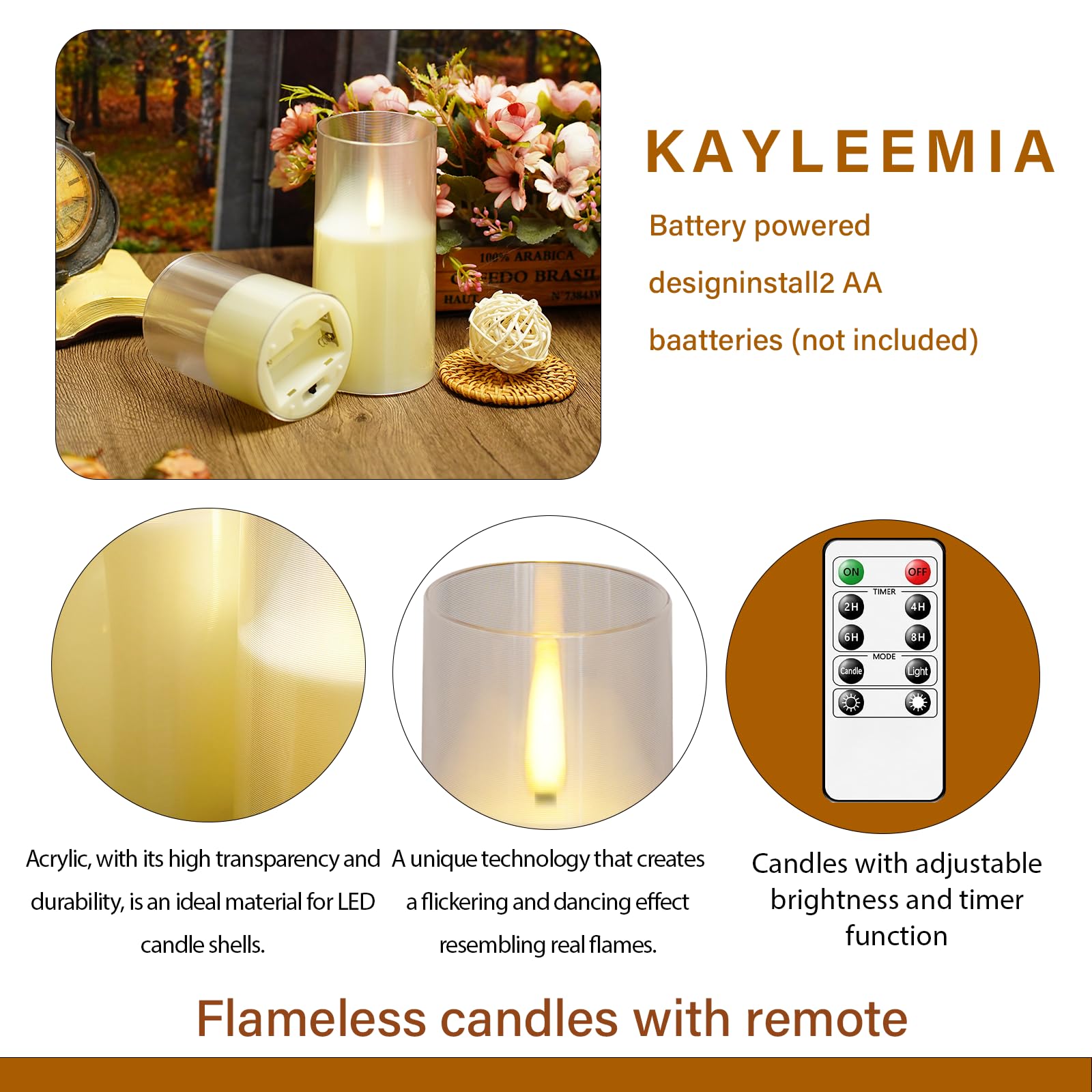 Kayleemia Flameless Led Candles Battery Operated With Remote Control 7 Set Home Decoration (Ivory3)
