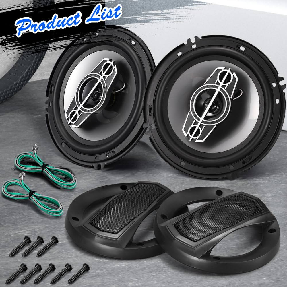 Suacopzar 6'' 4 Way Dome Tweeters Coaxial Car Speakers, 350 Watts Car Audio Speakers With Pei Dome Tweeters, 4 Ohm Vehicle Coaxi