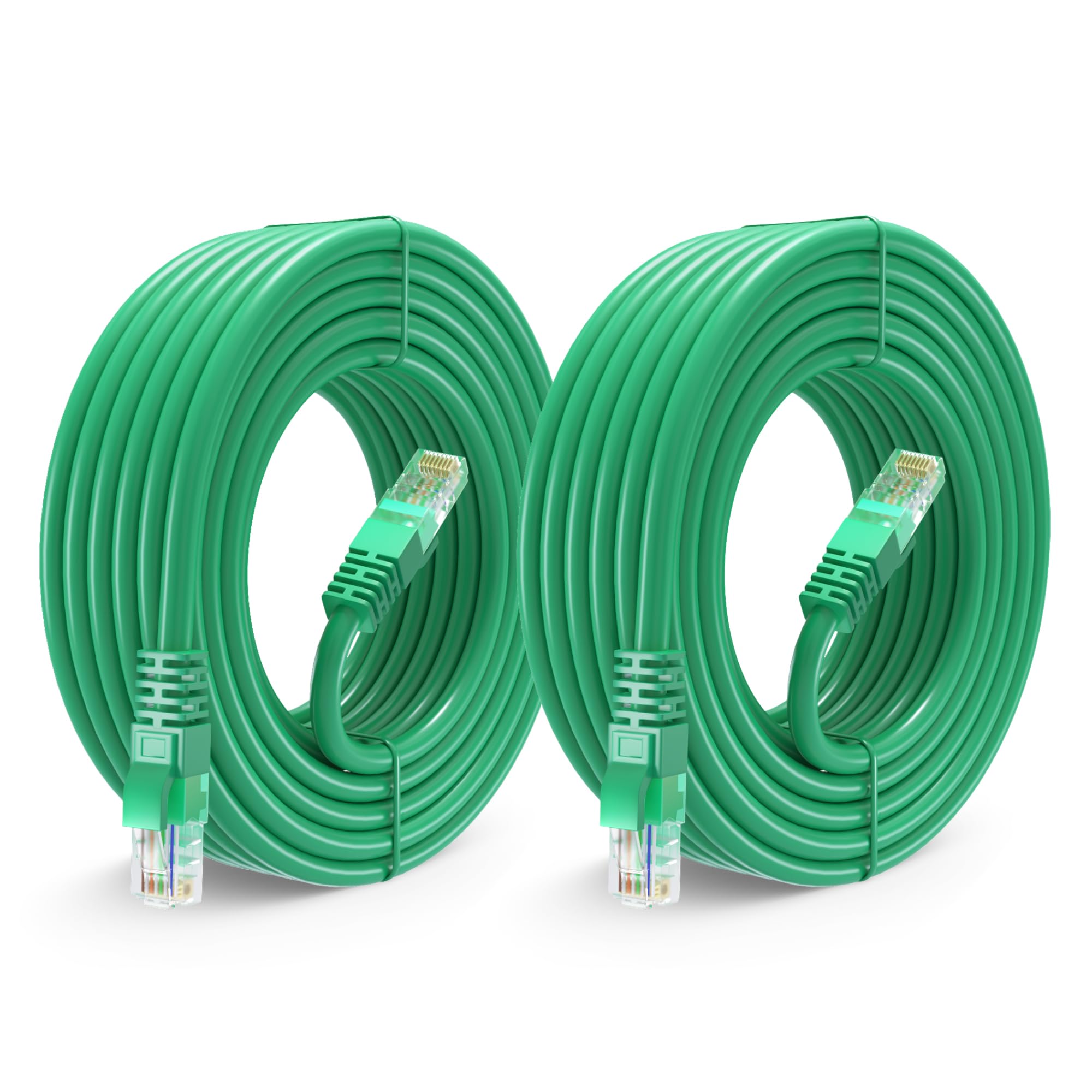 Maximm Cat 6 Ethernet Cable 30 Ft (2 Pack)   High Speed Lan Cable, Internet Cable, Patch Cable, And Network Cable   Utp, 10Gbps, 550Mhz Cat6 Cable   Green