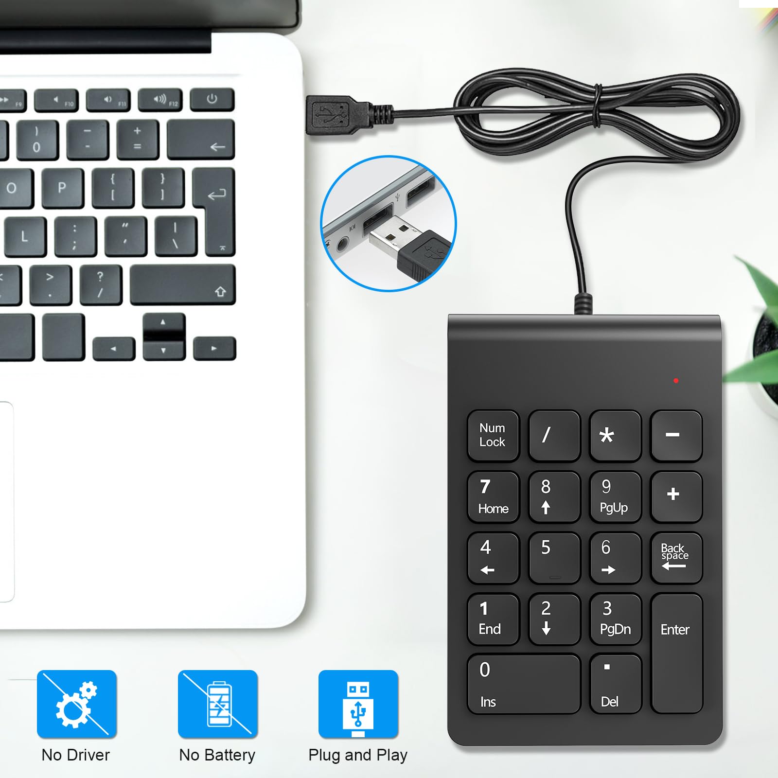 Usb Number Pad Numpad Numeric Keypad 18 Key Number Keypad Mini Keyboard For Laptop Pc Computer Notebook Chromebook Surface Deskt